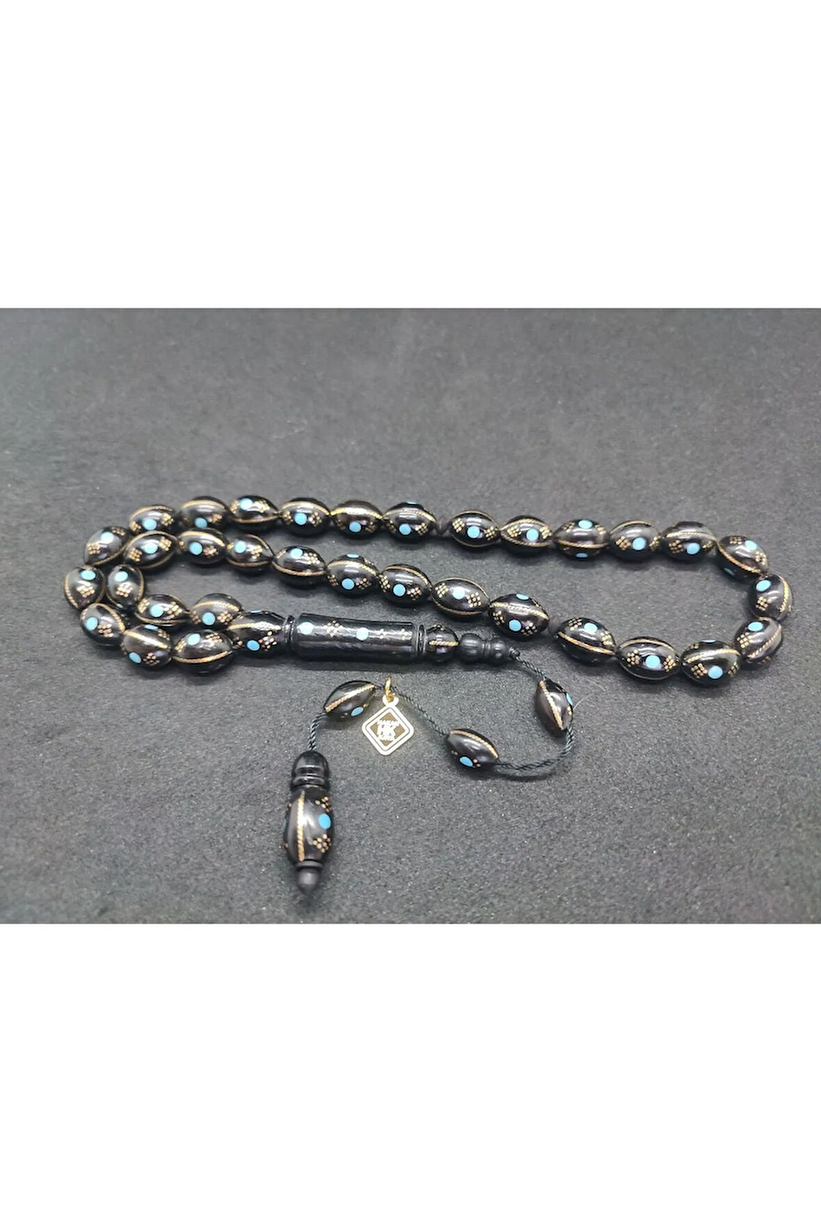 Hakan Kaya Usta Eseri 3'lü Gümüş Yarma Gümüş Çakımlı Mineli İnci Siyahı Kuka Sertifikalı 8072