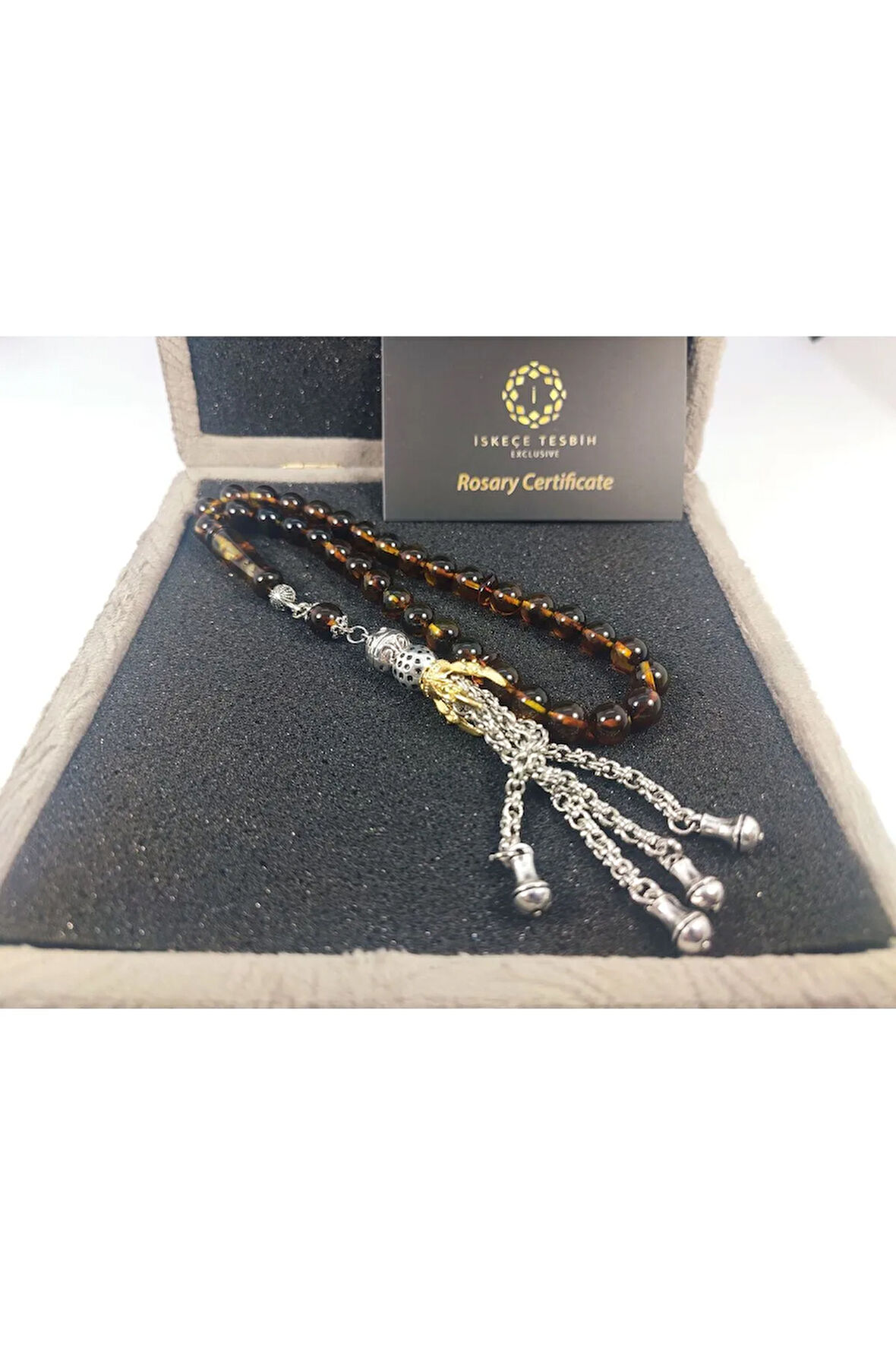 925 Ayar Gümüş Püsküllü 17.86 Gr. Yansımalı Dominik Fosilli Kaya Damla Sertifikalı 8242