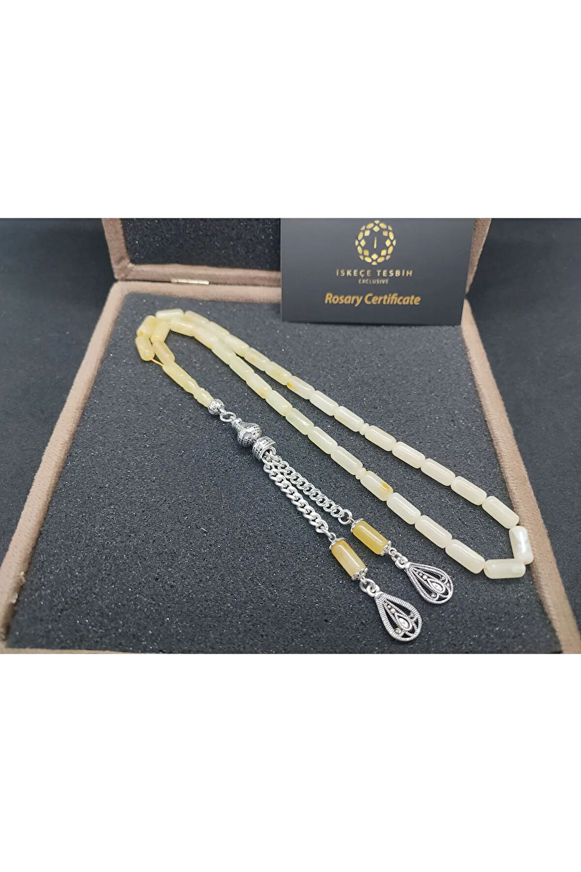 Kadife VIP Kutulu Gümüş Püsküllü Hatasız 13.29 Gr. Baltık Kraliçe Kaya Damla Sertifikalı 8301