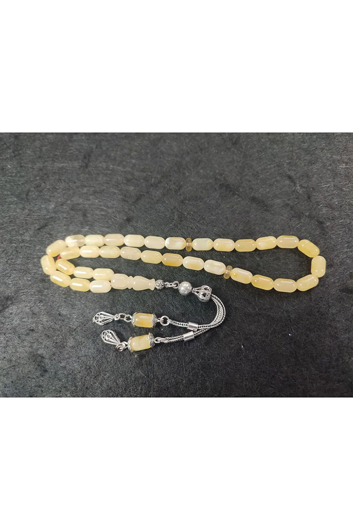 925 Ayar Gümüş Püskül 9.80 Gr. 2 Yedek Habbeli Baltık Kraliçe Kaya Damla Sertifikalı 5935