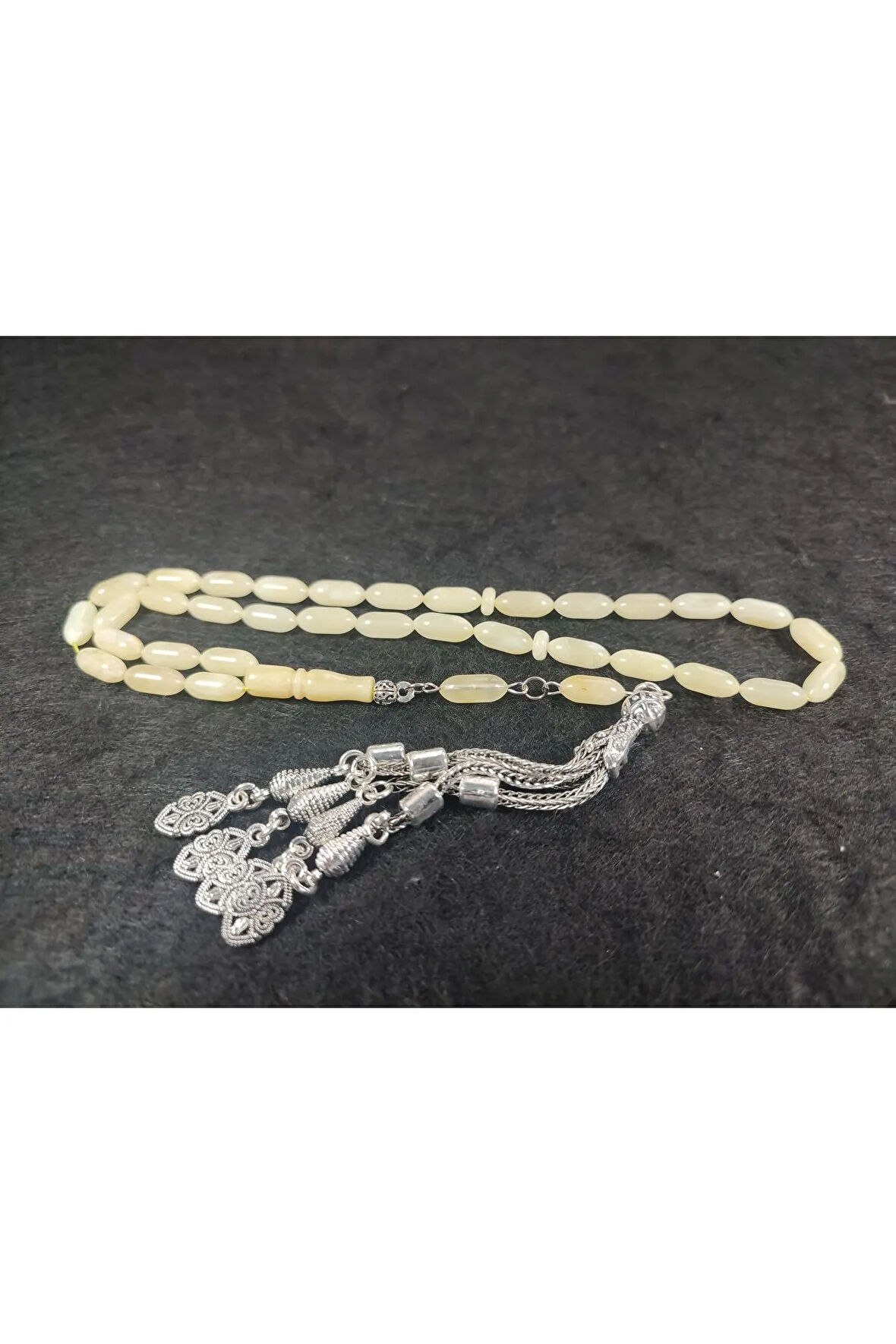 925 Ayar Gümüş Püskül 13.25 Gr. 2 Yedek Habbeli Baltık Kraliçe Kaya Damla Sertifikalı 5938