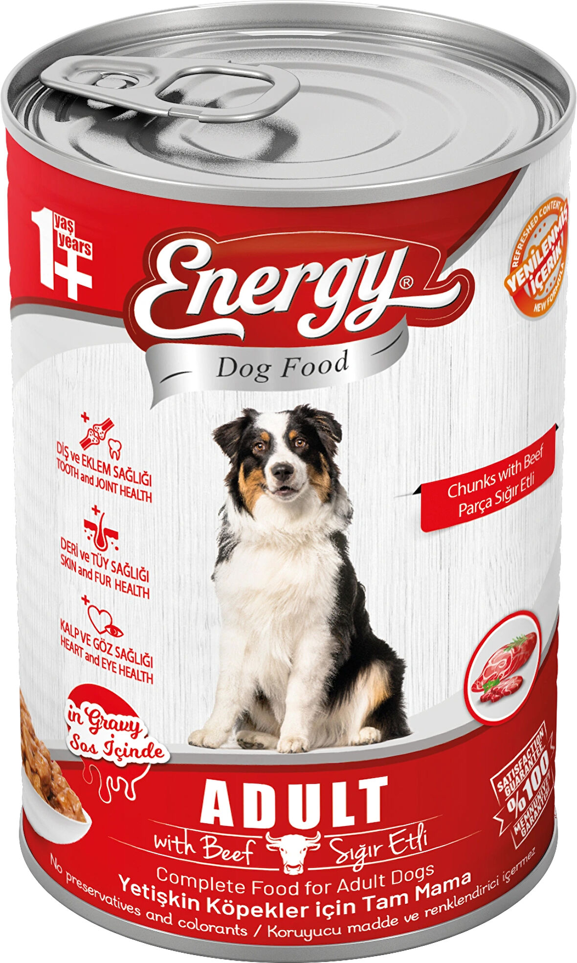 Energy Sığır Etli Yetişkin Yaş Konserve Köpek Maması 400 Gram  