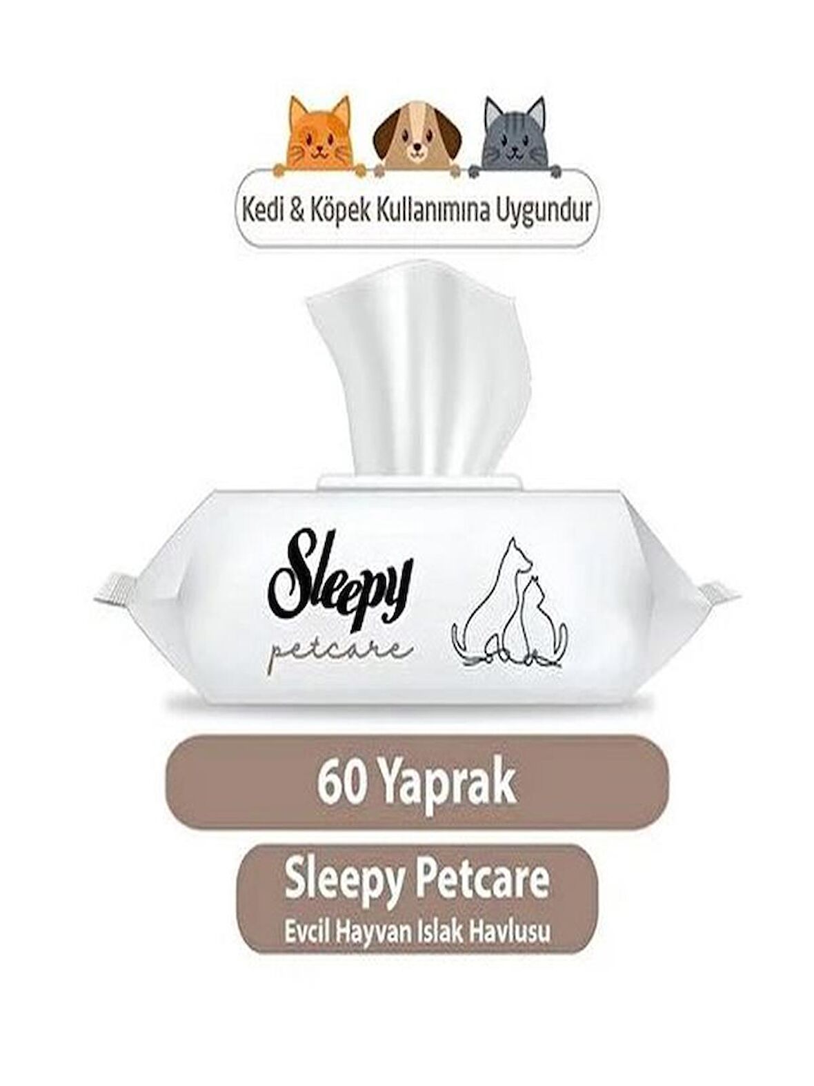 Sleepy Petcare Evcil Hayvan Islak Havlusu 60 Yaprak 3 adet