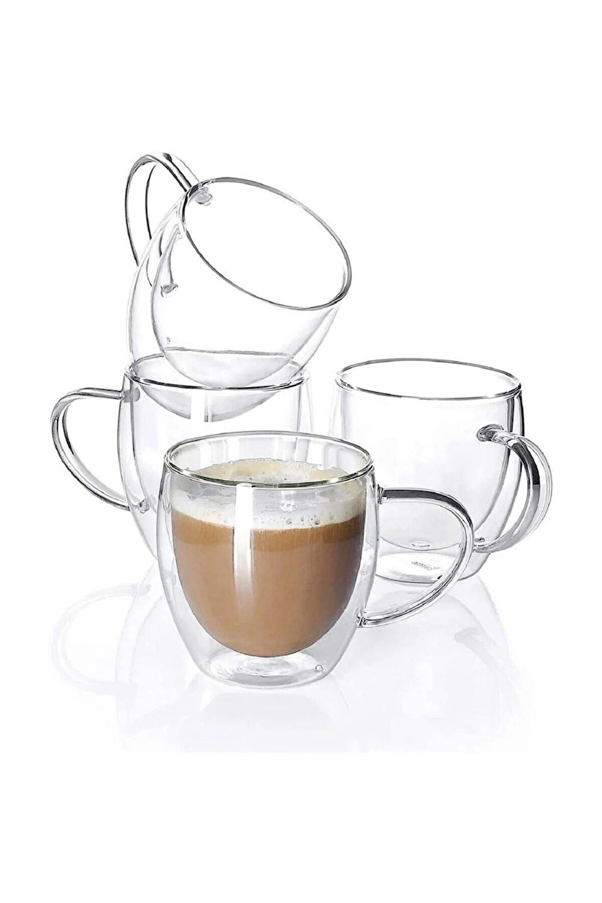 Main 4 Adet 250 ML Çift Cidarlı Kahve Kupası Bardak Isı Yalıtımlı