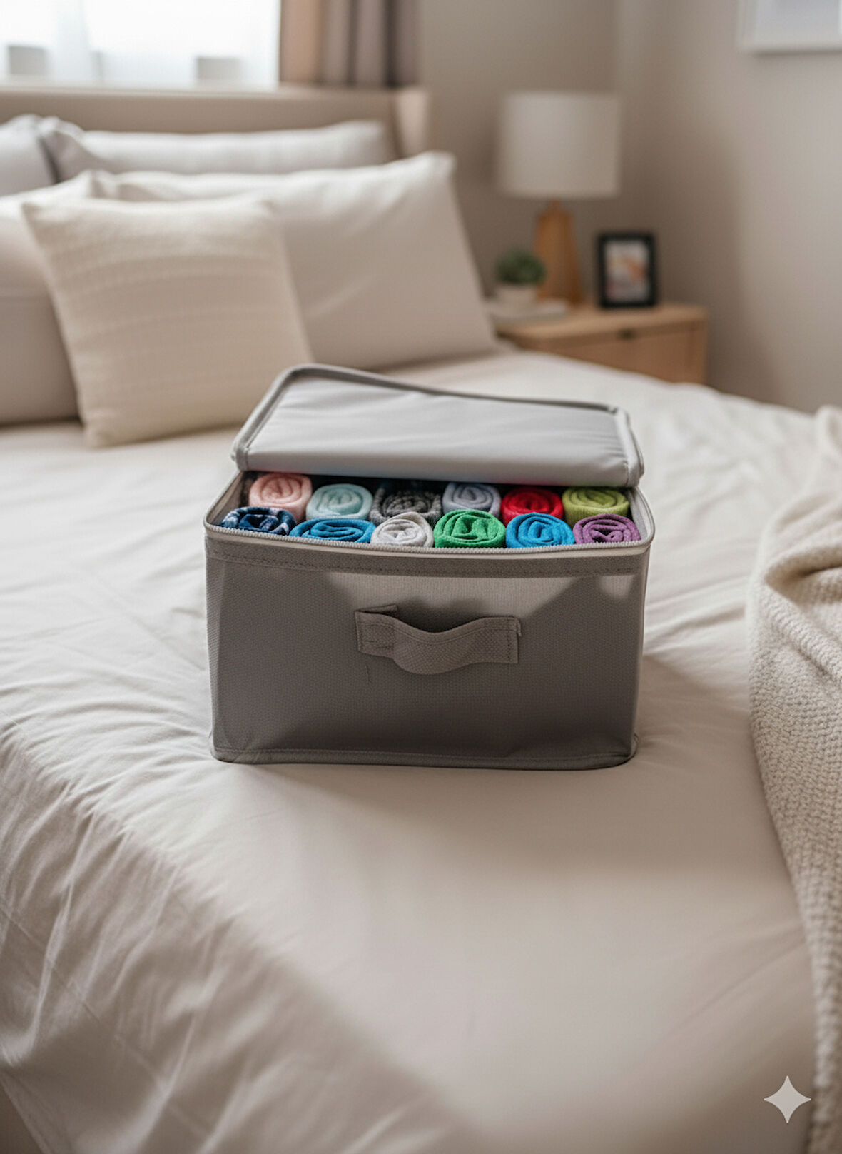 Gri Çorap Hurcu | Çok Amaçlı Dolap Içi ve Çekmece Içi Düzenleyici 29x24x17 cm