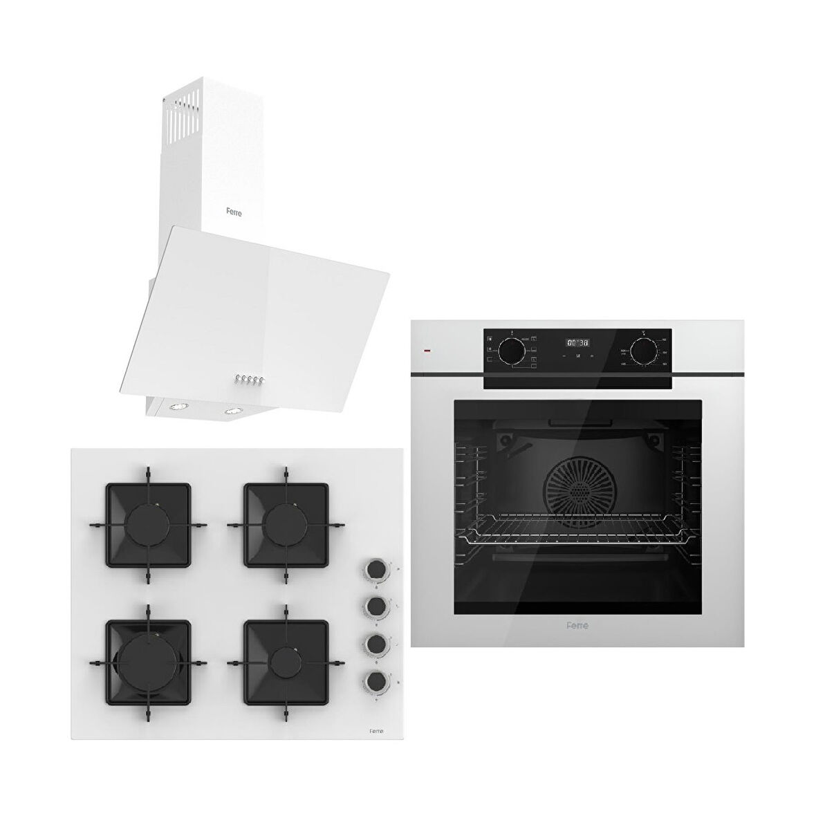 Ferre White FryArt 3 Lü Ankastre Set ( QEP63CB - SS206 - D087 )