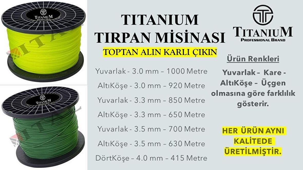 Titanium İtal Tırpan Misinası Dört Köşe 4.0 mm 415 Metre