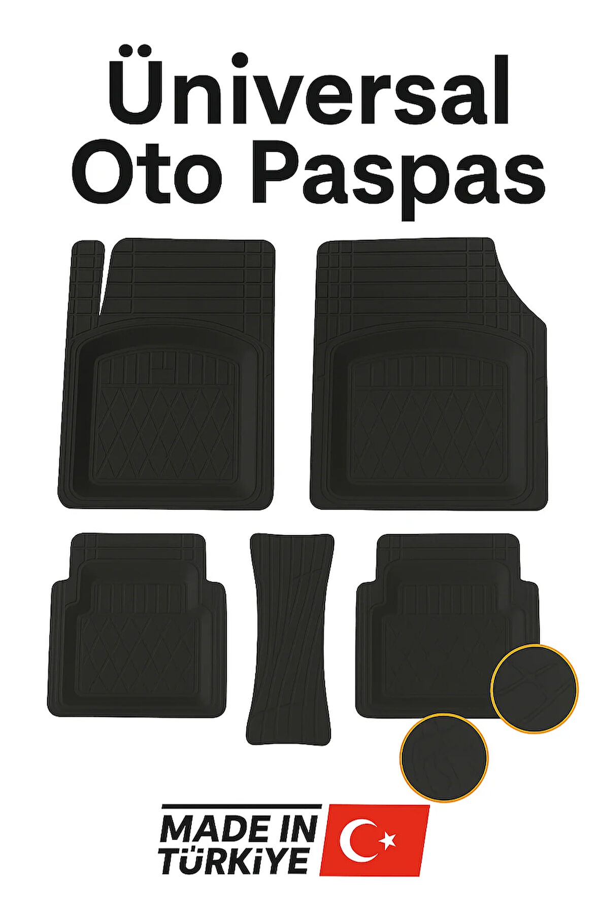 Universal Kesim 3D Havuzlu Oto Paspas Takımı | 5 Parça | PU+PVC - Kokusuz ve Yıkanabilir