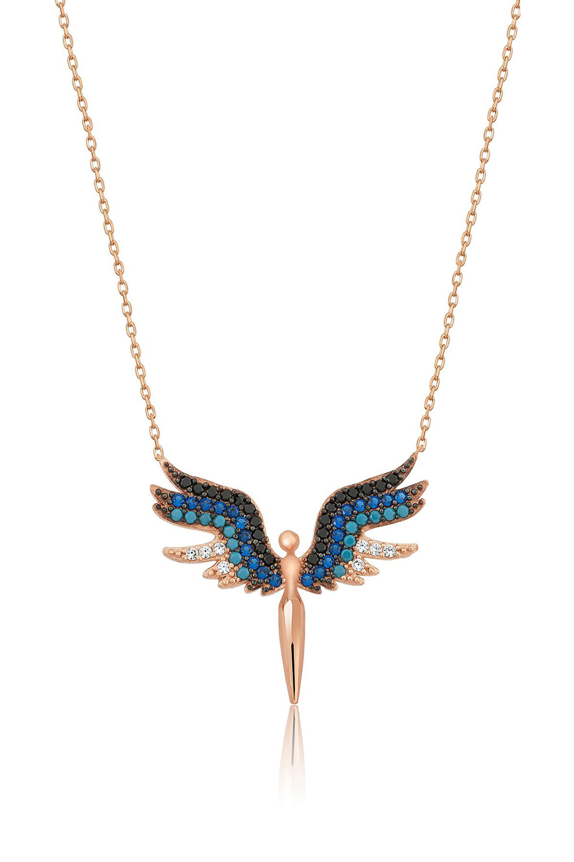 925 Ayar Renkli Taşlı Mikail Meleği Gümüş Kolye