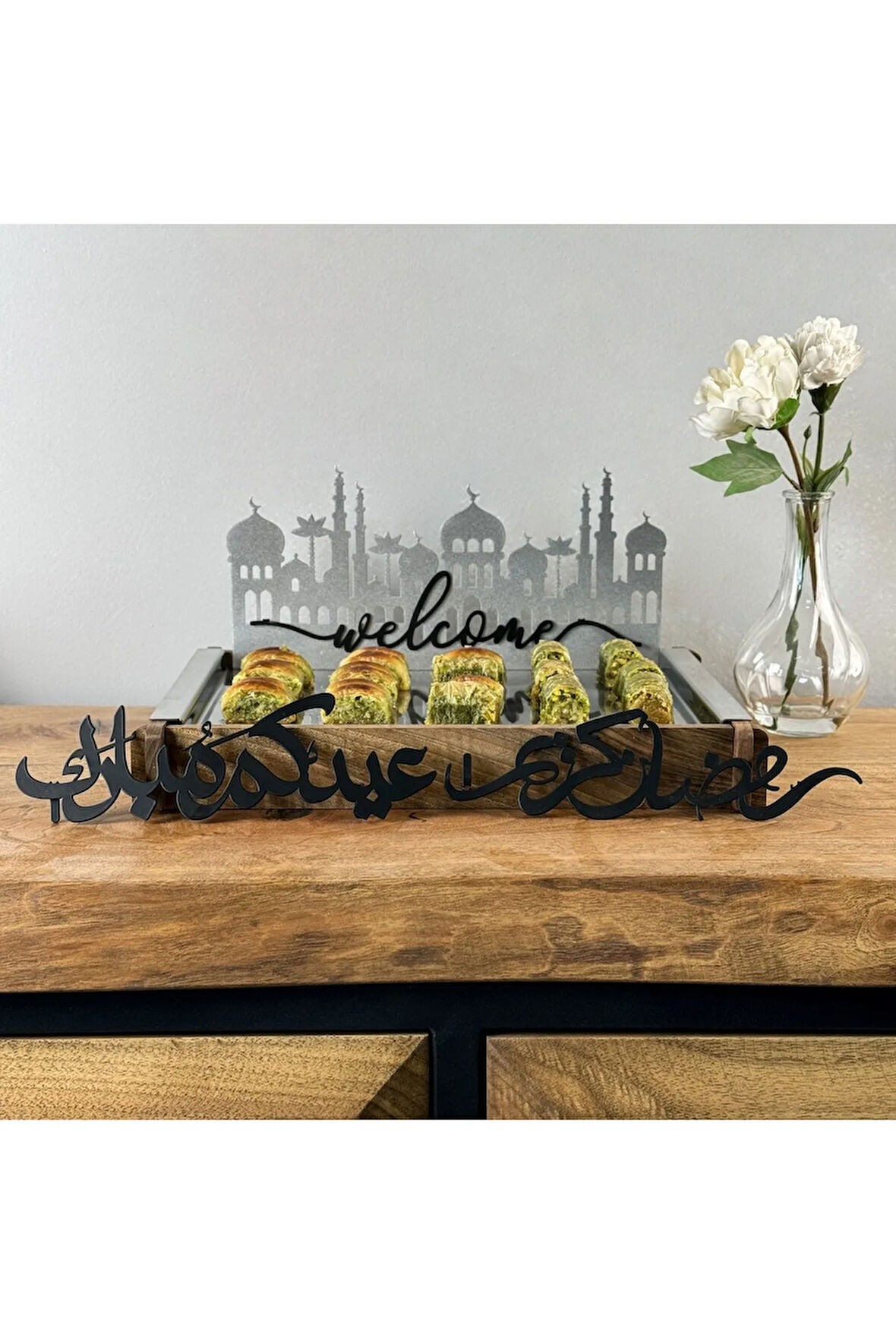 Ahşap ve Metal Ramazan Servis Tepsisi