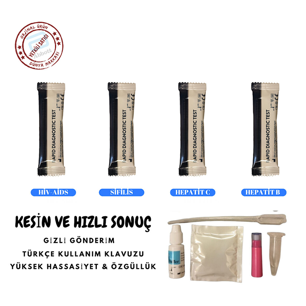RASTMED- ASKLEPİON  Cybh - Bulaşıcı Testler (EV TİPİ) HİV-Aids-hcv -hbsag- Vdrl 4' Lü Test