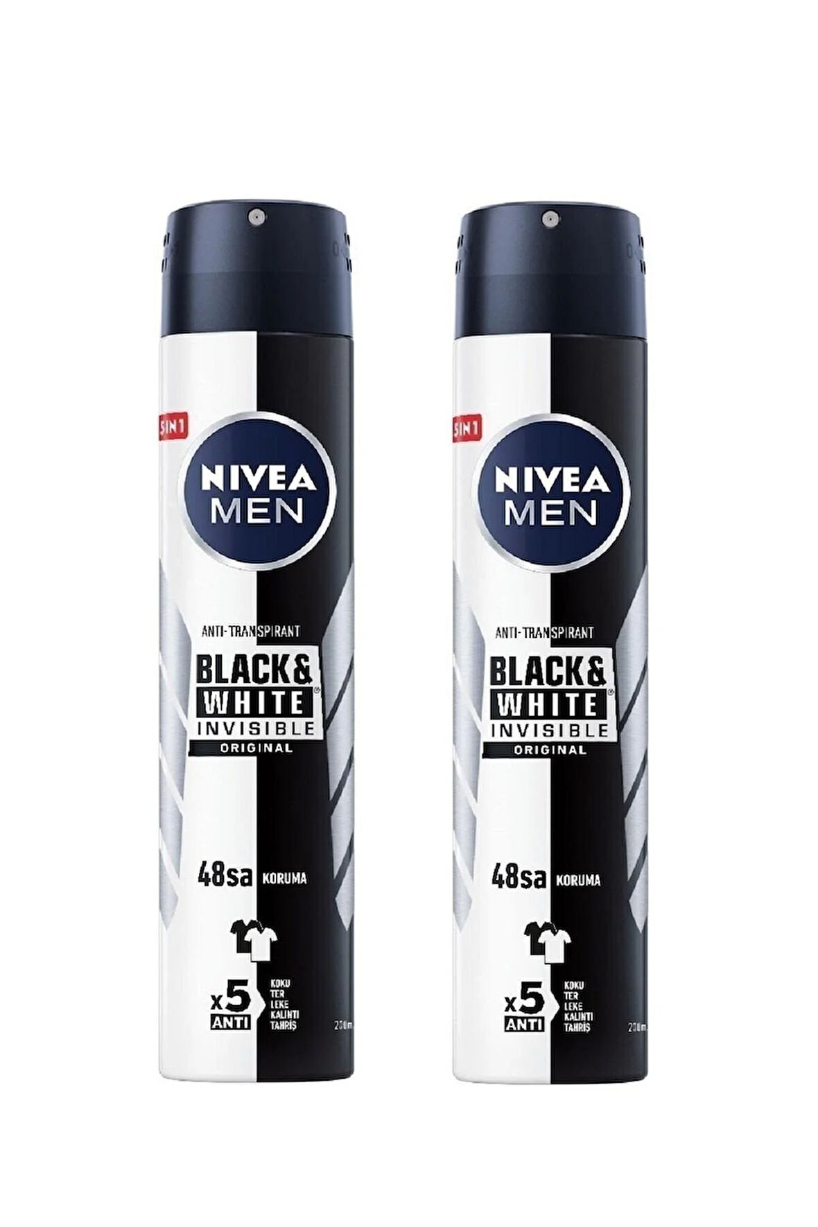 NIVEA Men Invisible Black&White Original Erkek Sprey Deodorant 2 x 200 ML