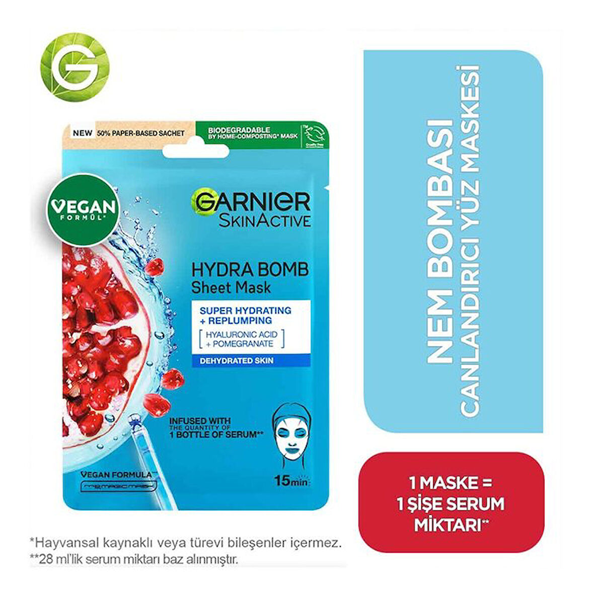 Garnier Nem Bombası Kağıt Maske Nar Özü