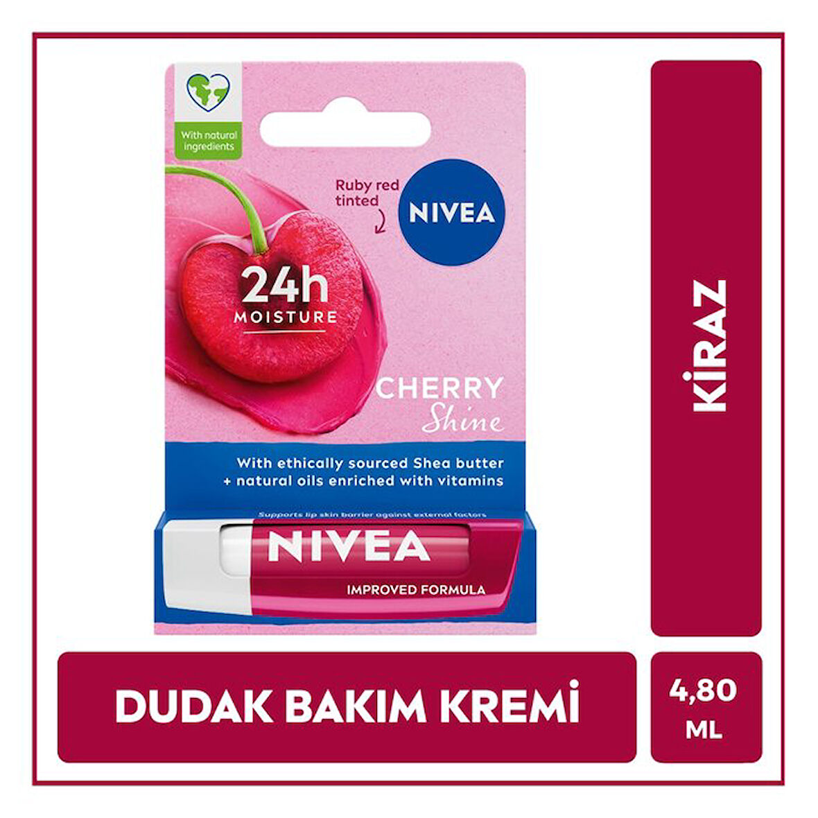 NIVEA Dudak Bakım Kremi Ve Parlatıcısı Kiraz 4,8 G 24 Saat Nem