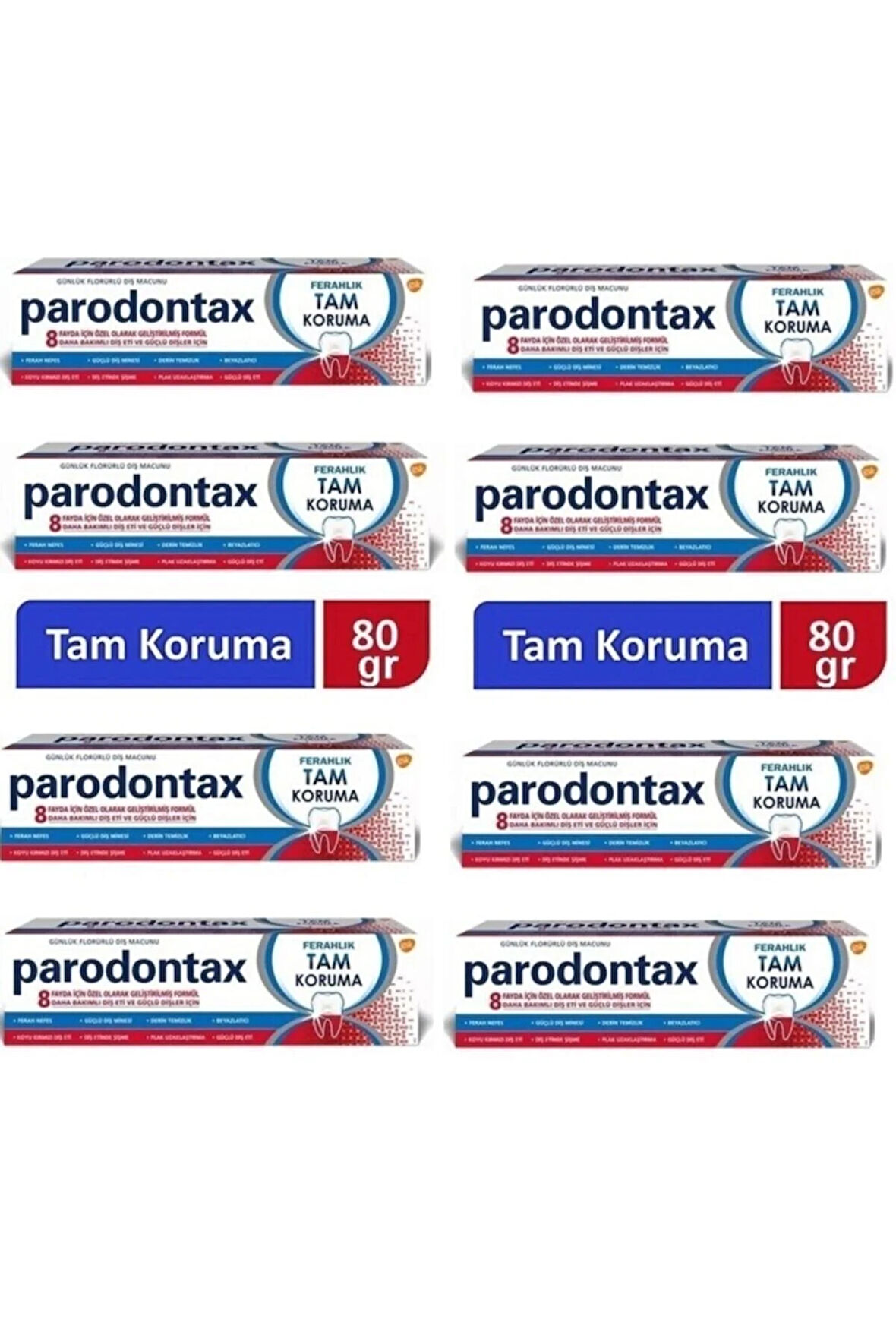 Parodontax Yeni Orjinal 80 Gr/50ml - 8 Adet, Ferahlık Tam Koruma Diş Macunu Orjinal Ürün