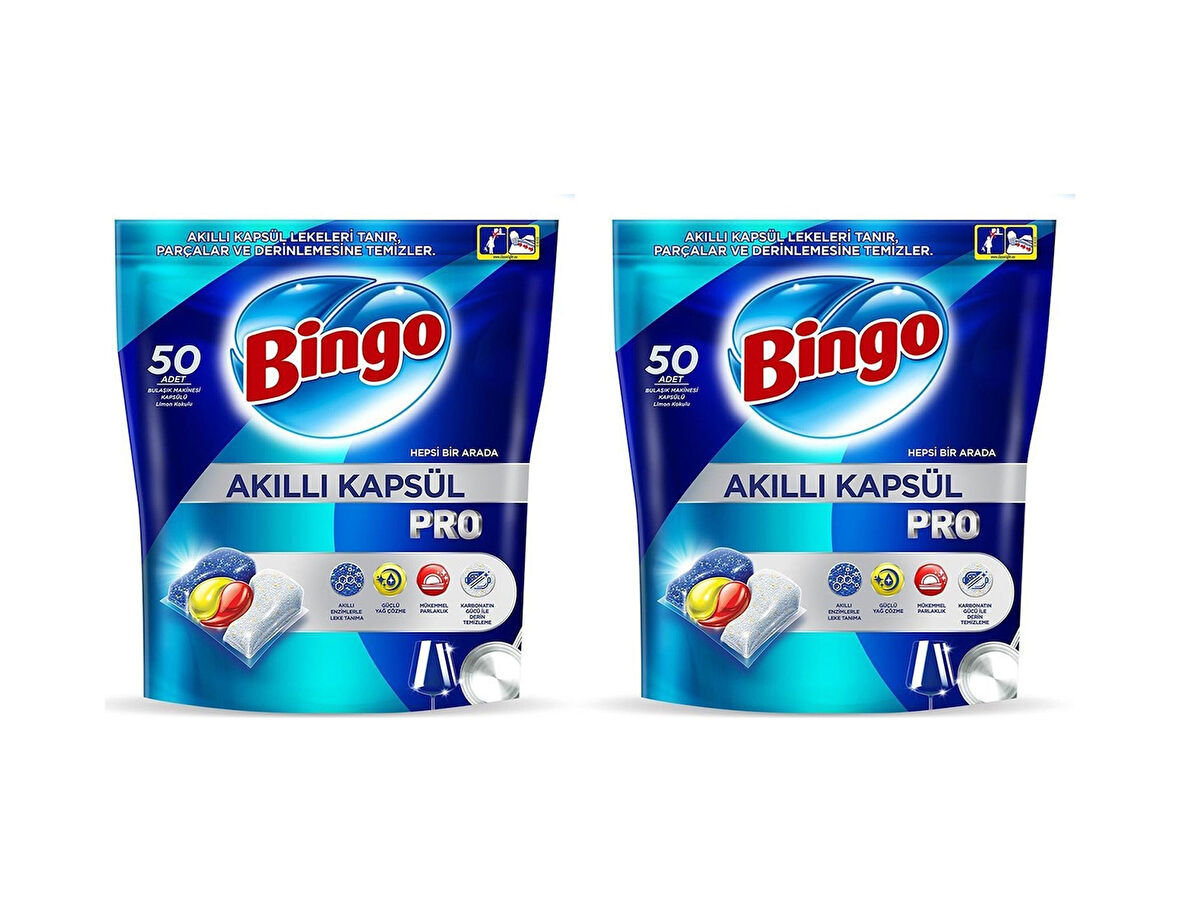 Bingo Akıllı Kapsul Pro Bulaşık Makinesi Deterjanı 2 x 50 Tablet