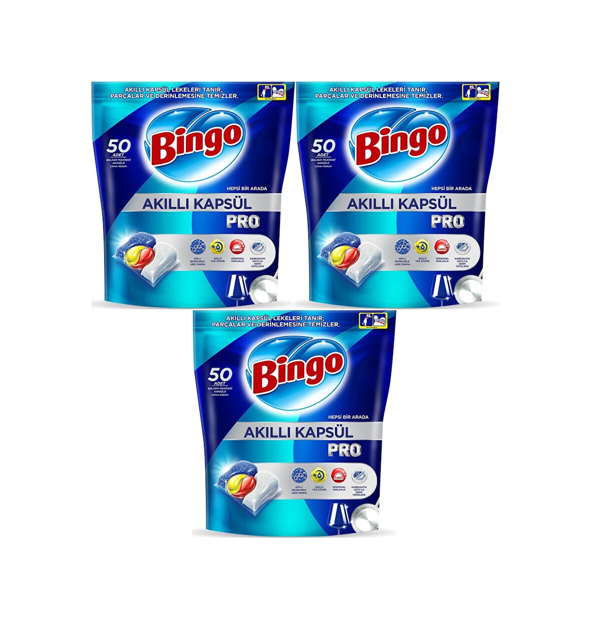 Bingo Akıllı Kapsül Pro Bulaşık Makinesideterjanı Tableti 150adet 