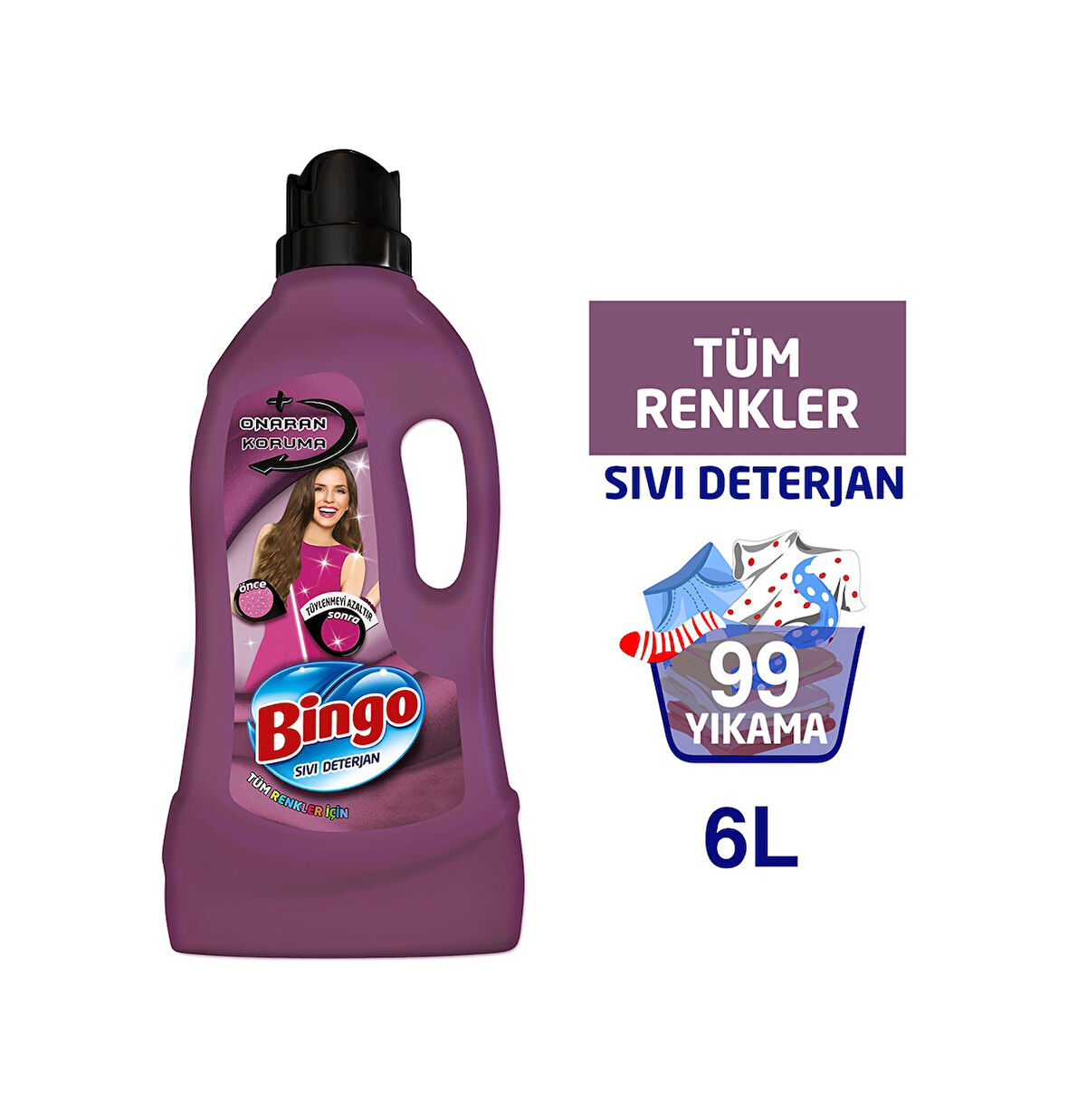 Bingo Onaran Koruma Sıvı Bakım Çamaşır Deterjanı 3 x 2 L
