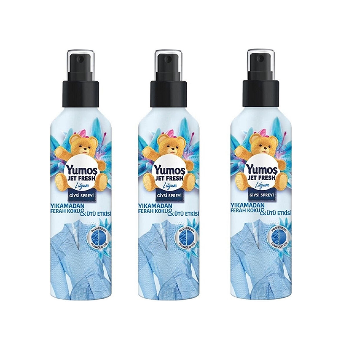 Yumoş Jet Fresh Giysi Spreyi Lilyum 3 x 200 ML