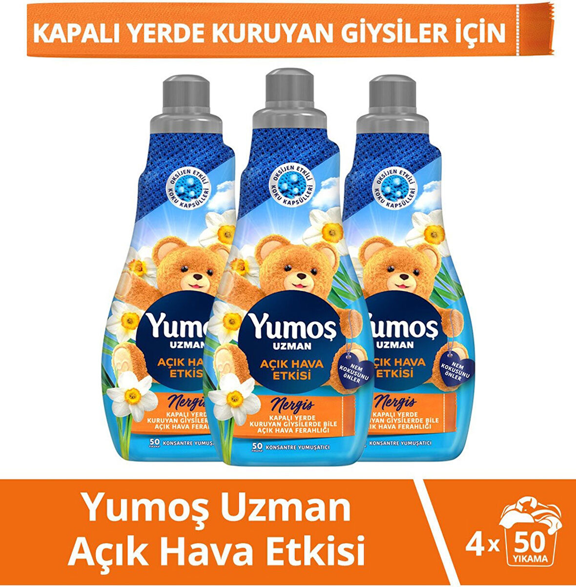 Yumoş Extra Açık Hava Etkisi Nergis Çamaşır Yumuşatıcısı 3 x 1200 ML