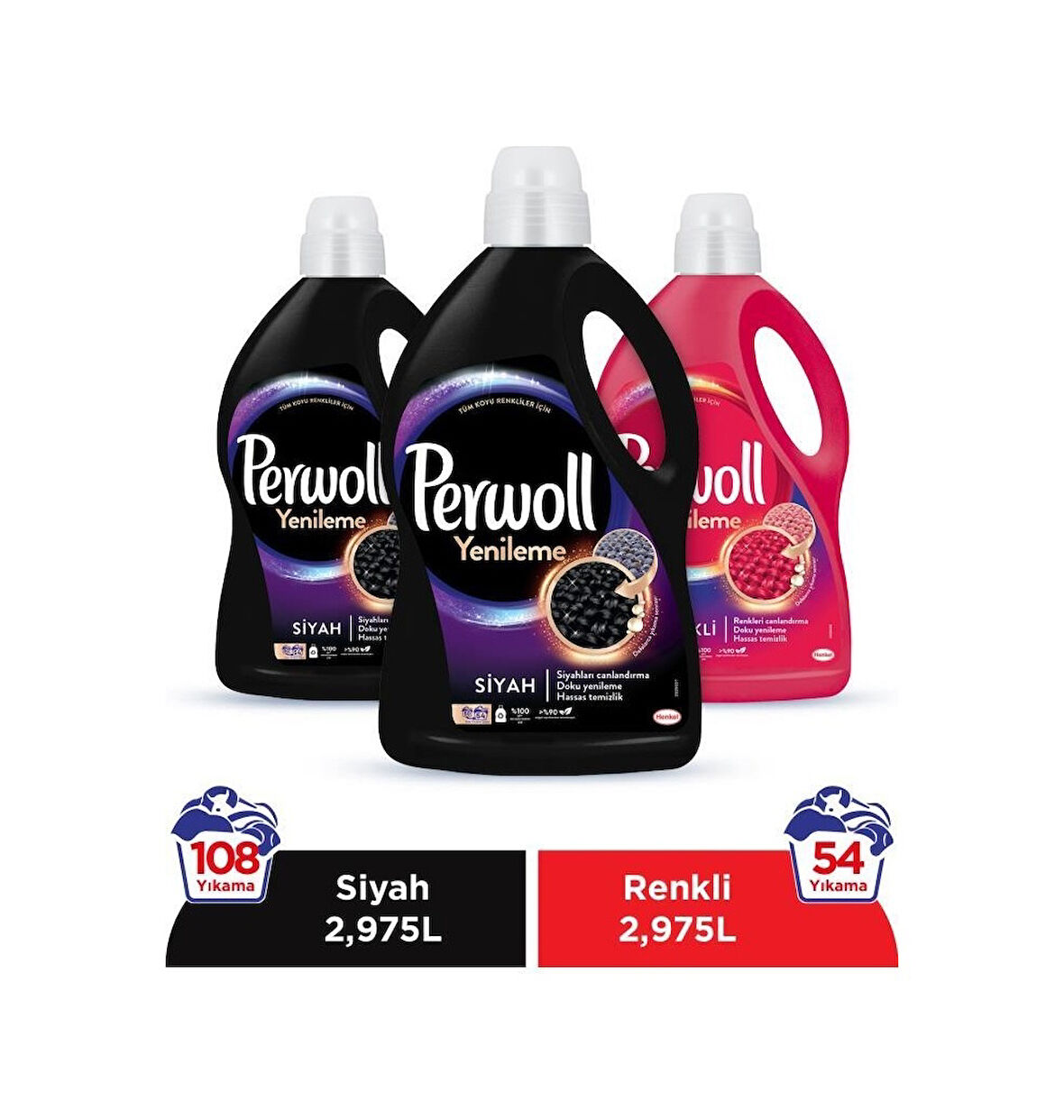 Perwoll Siyah + Renkli Hassas Bakım Sıvı Çamaşır Deterjanı 3 x 2975 ML