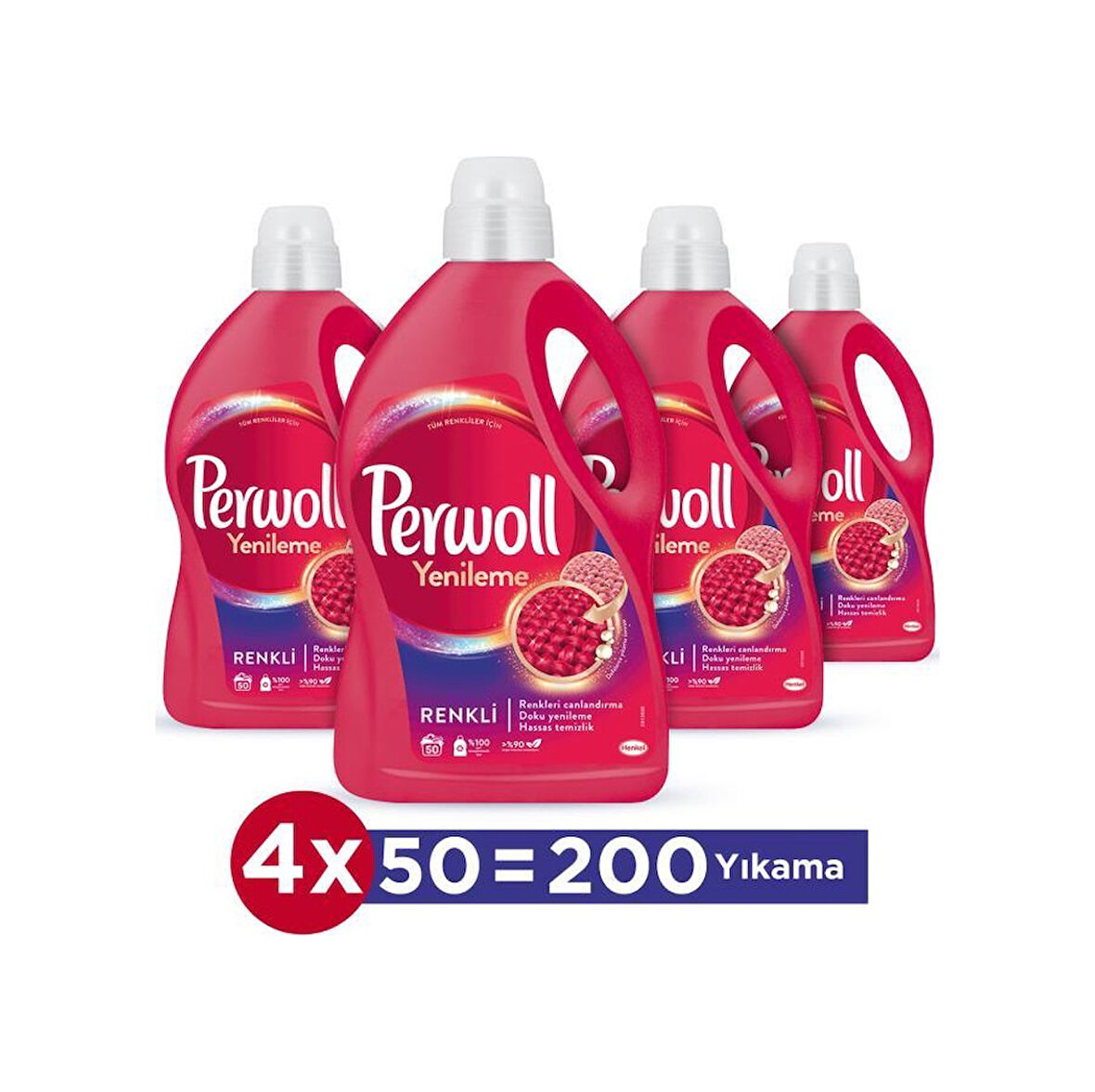 Perwoll Hassas Bakım Sıvı Çamaşır Deterjanı Renkli Yenileme 4 x 2970 ML  200 Yıkama