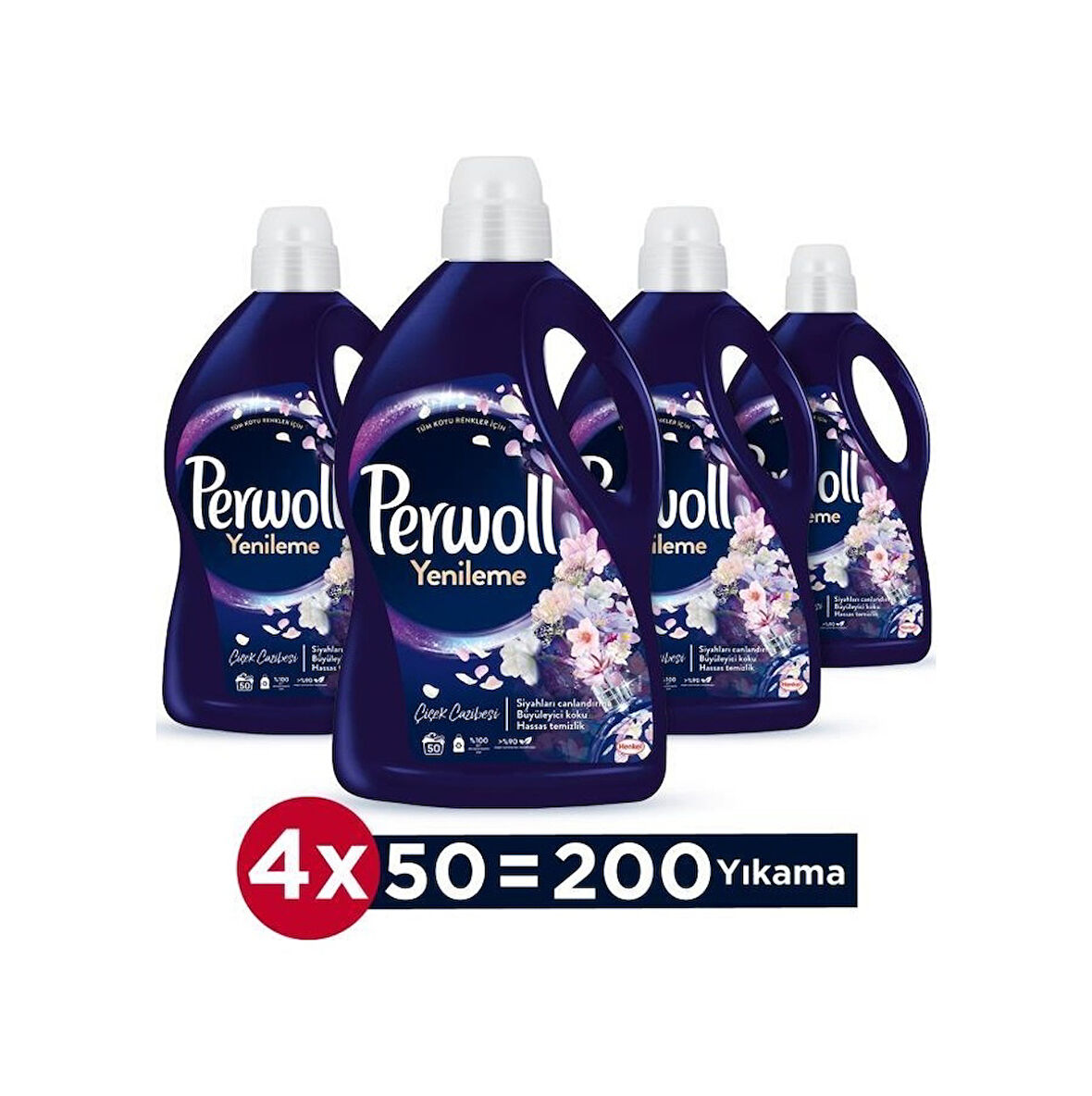 Perwoll Çiçek Cazibesi Koyu Renkler için Sıvı Çamaşır Deterjanı 200 Yıkama 4 x 2750 ML
