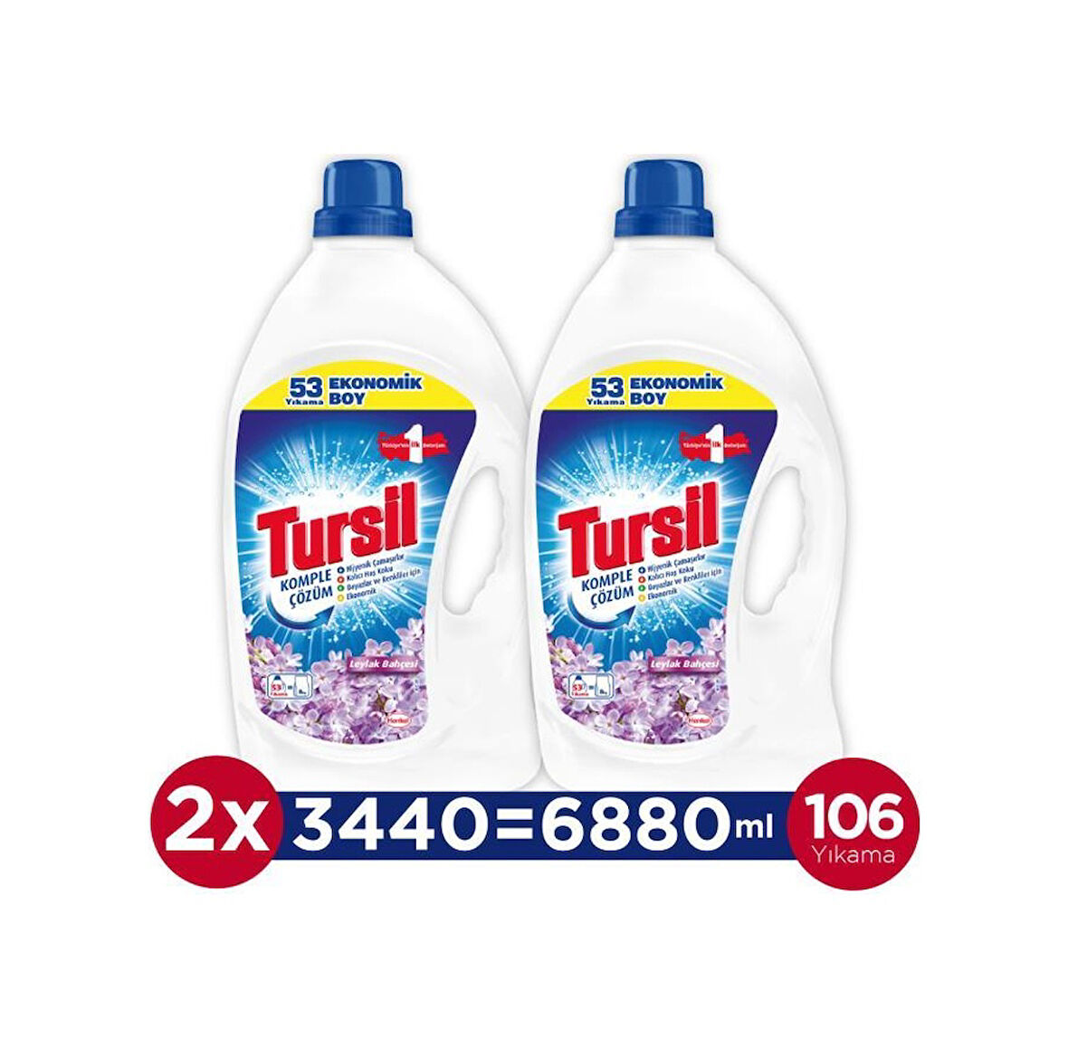 Tursil Sıvı Çamaşır Deterjanı Leylak Bahçesi 2 x 3440 ML106 Yıkama)