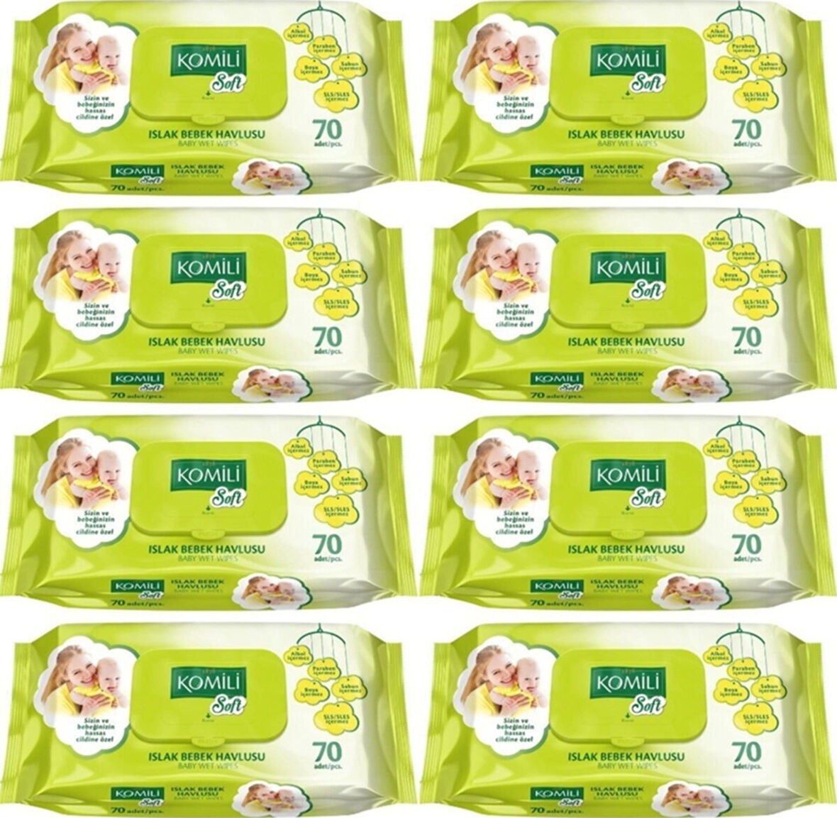 Komili Soft Islak Bebek Havlusu 70 Li 8 Adet