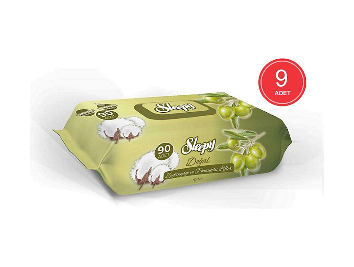 Sleepy Doğal Zeytinyağı Ve Pamuksu Lifler Islak Havlu 9 X 90'Lı