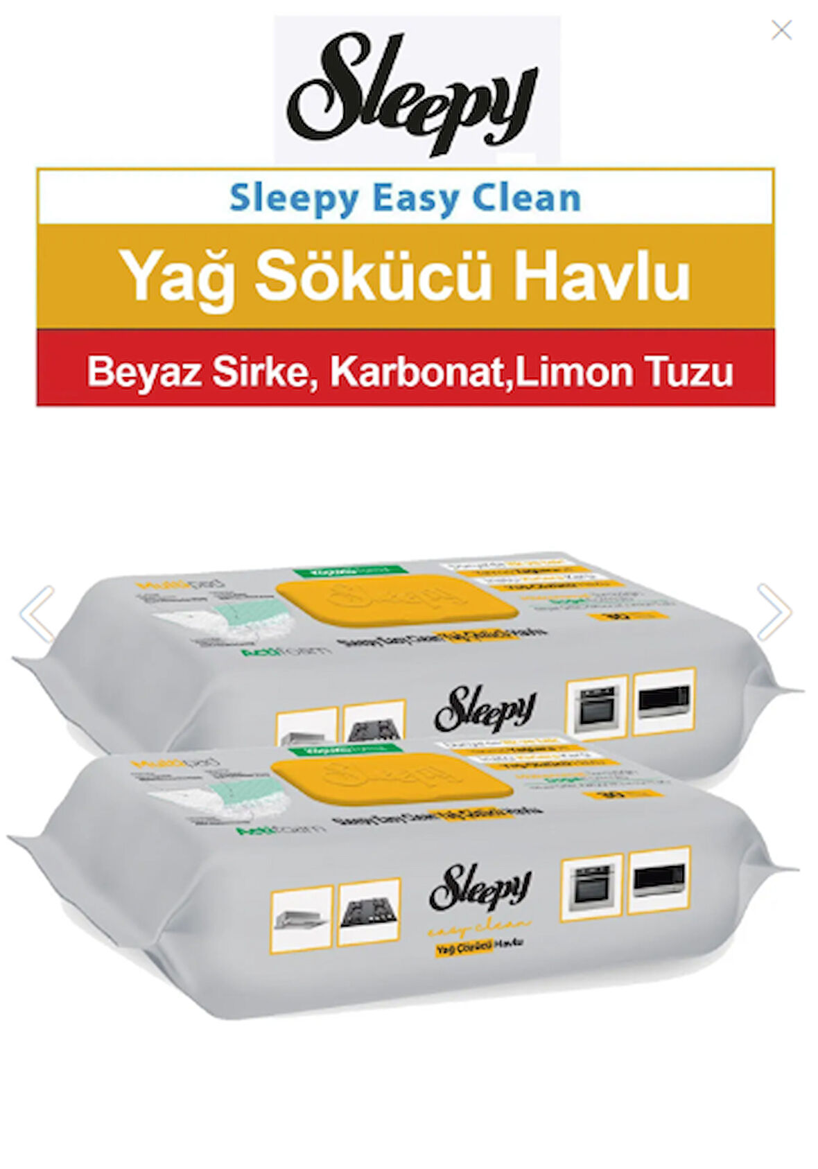 Sleepy Yüzey Temizleme Havlusu Yağ Çözücü 2 x 30'lu