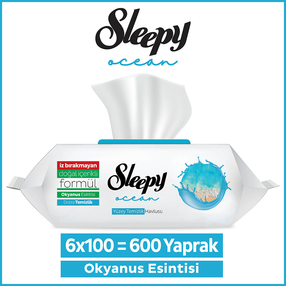 Sleepy Ocean Yüzey Temizlik Havlusu&Mendili Okyanus Esintisi 6x100 (600 Yaprak)