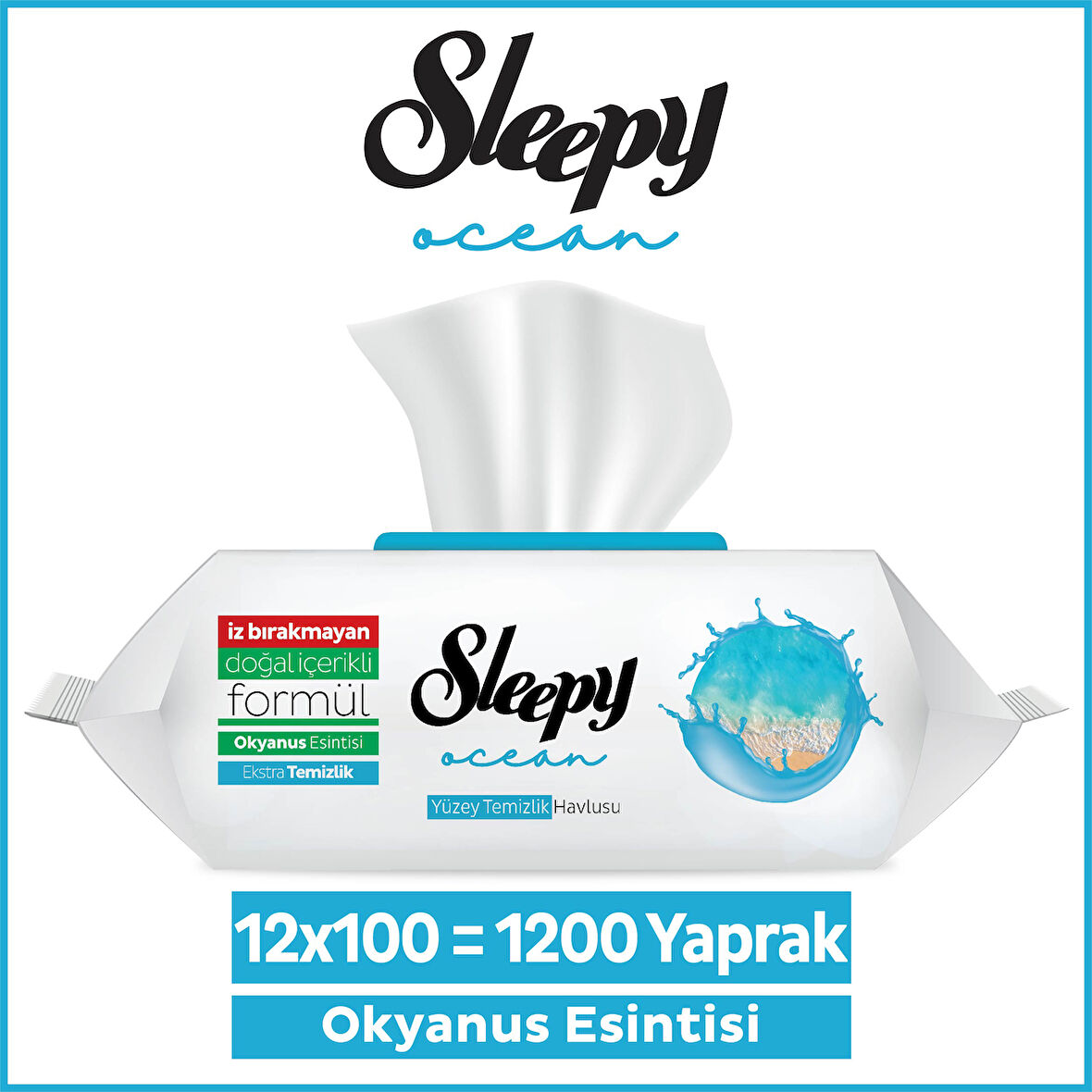 Sleepy Ocean Yüzey Temizlik Havlusu&Mendili Okyanus Esintisi 12x100 (1200 Yaprak)
