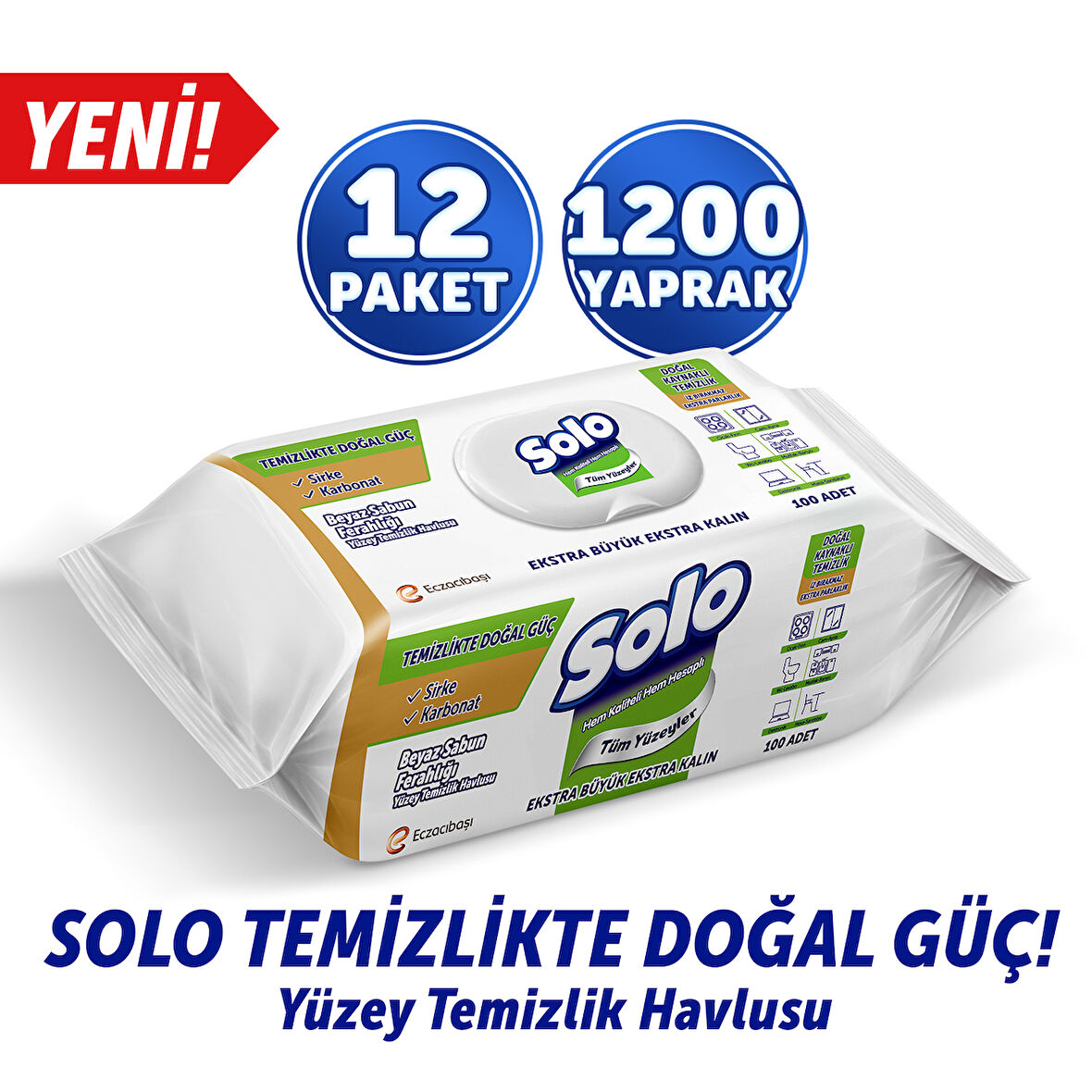Solo Beyaz Sabun Ferahlığı Yüzey Temizlik Havlusu 12'li