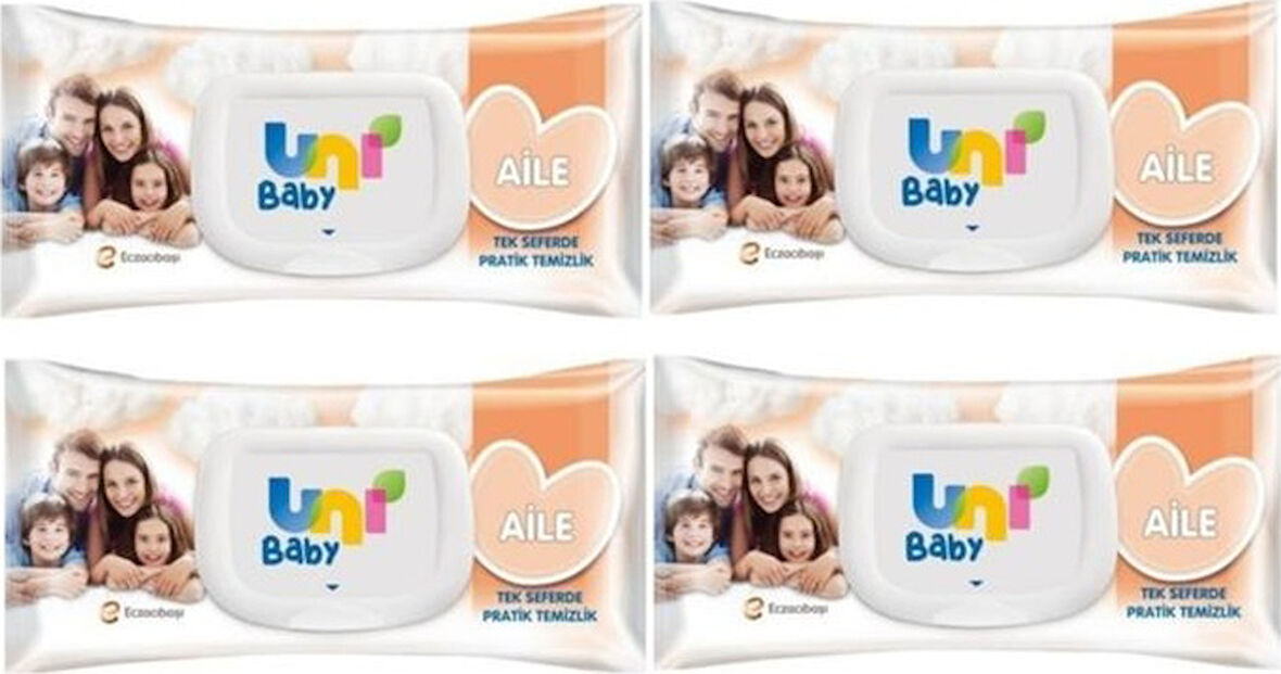 Uni Baby Aile Islak Havlu Kapaklı 4 X 90'Lı
