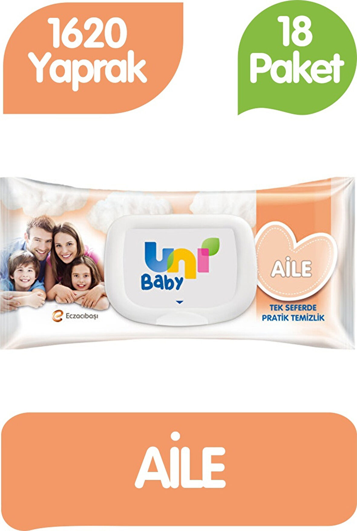 Uni Baby Aile Islak Havlu Mendil 90x18 1620 Yaprak