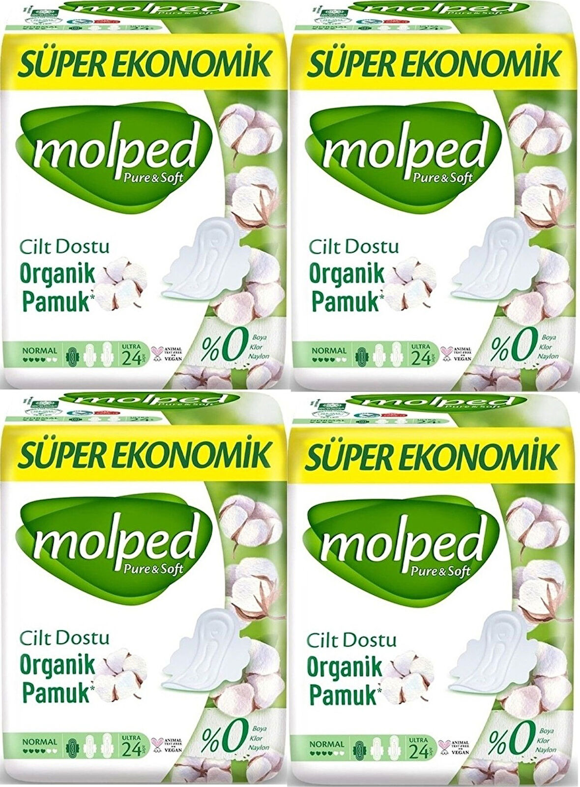 Molped Pure & Soft Süper Ekonomik Hijyenik Ped Normal 4 x 24'lü