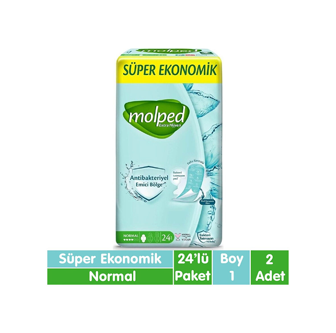 Molped Süper Ekonomik Antibakteriyel Ped Normal 2 x 24'lü