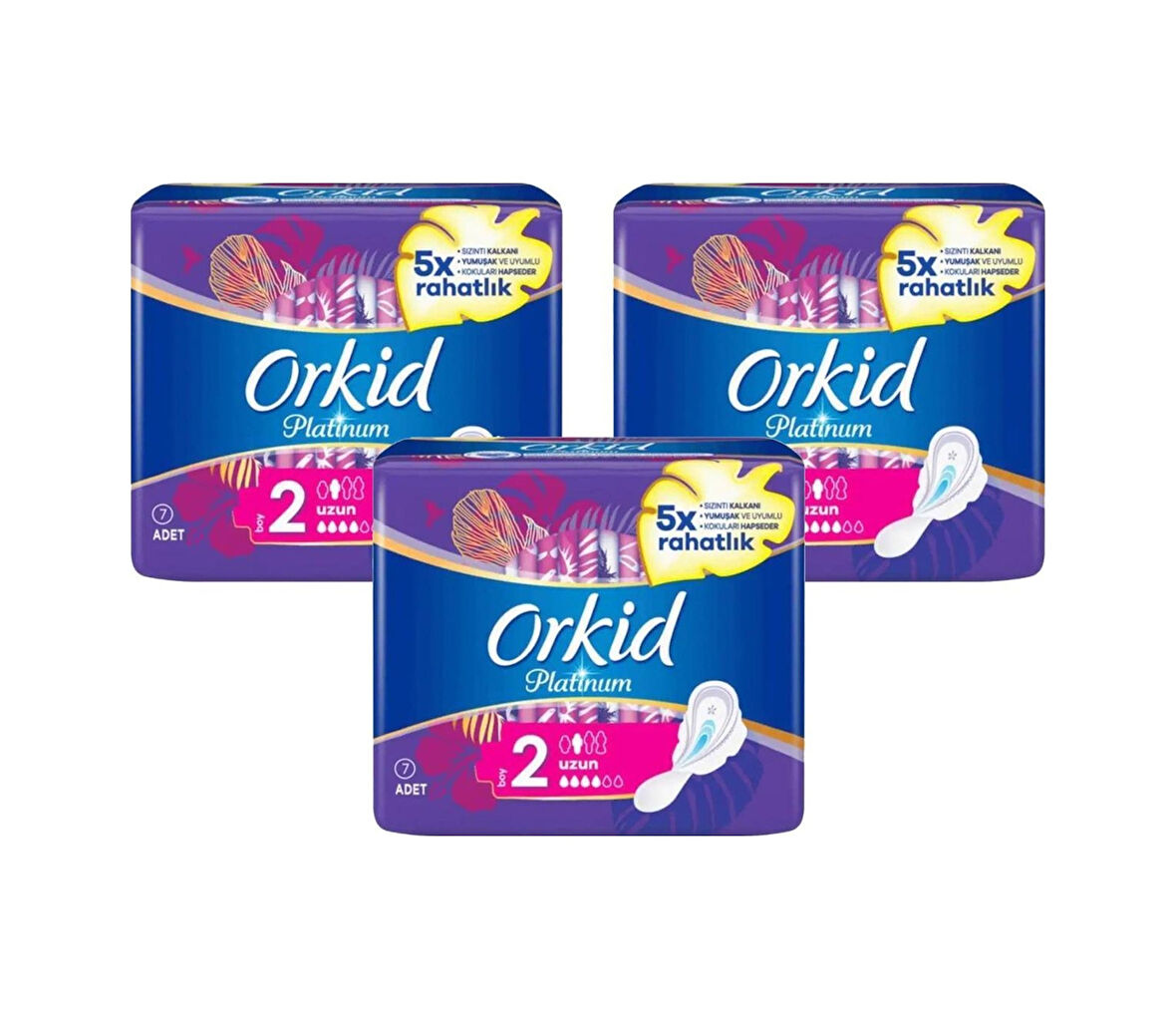Orkid Platinum Hijyenik Ped Uzun 7'li X 3 Adet