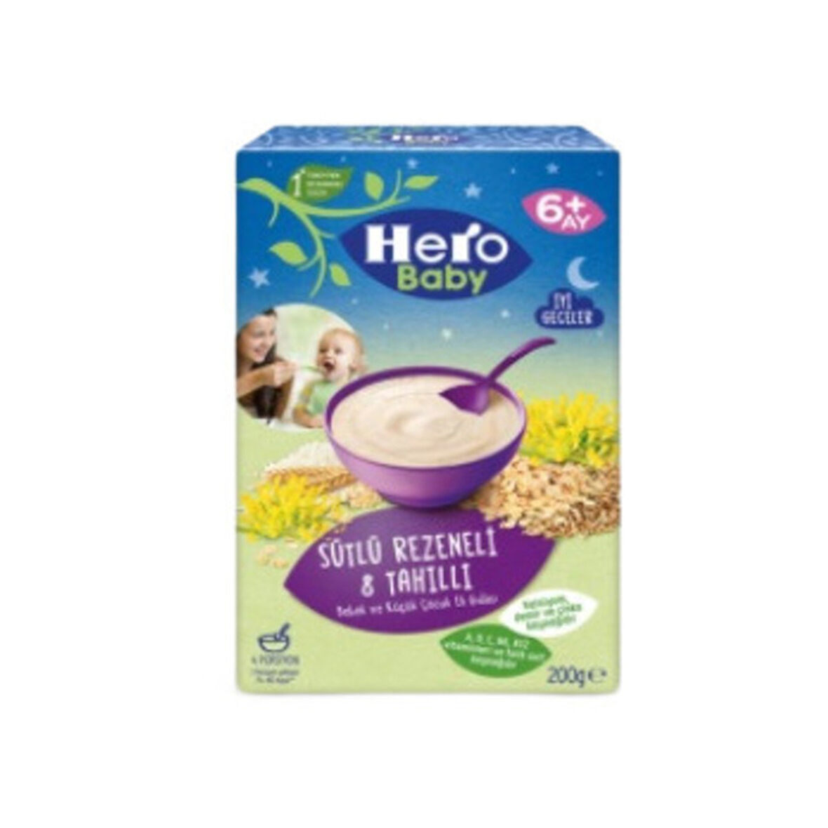 Hero Baby Kaşık Maması Sütlü 8 Tahıllı Rezeneli 200 Gr