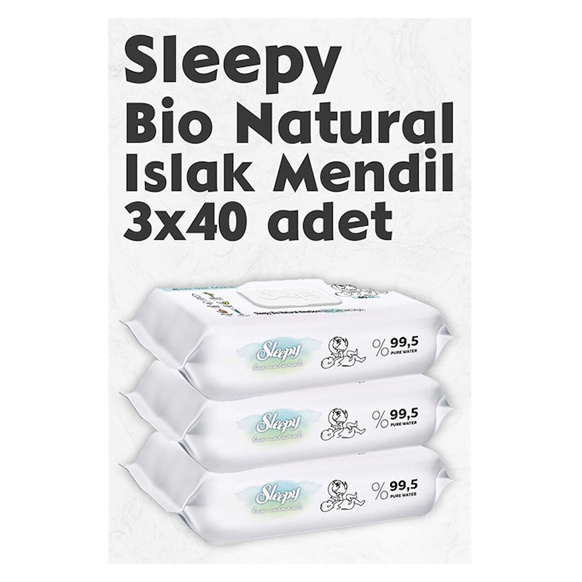 Sleepy Bio Natural Yenidoğan Islak Mendil 3x40'lı