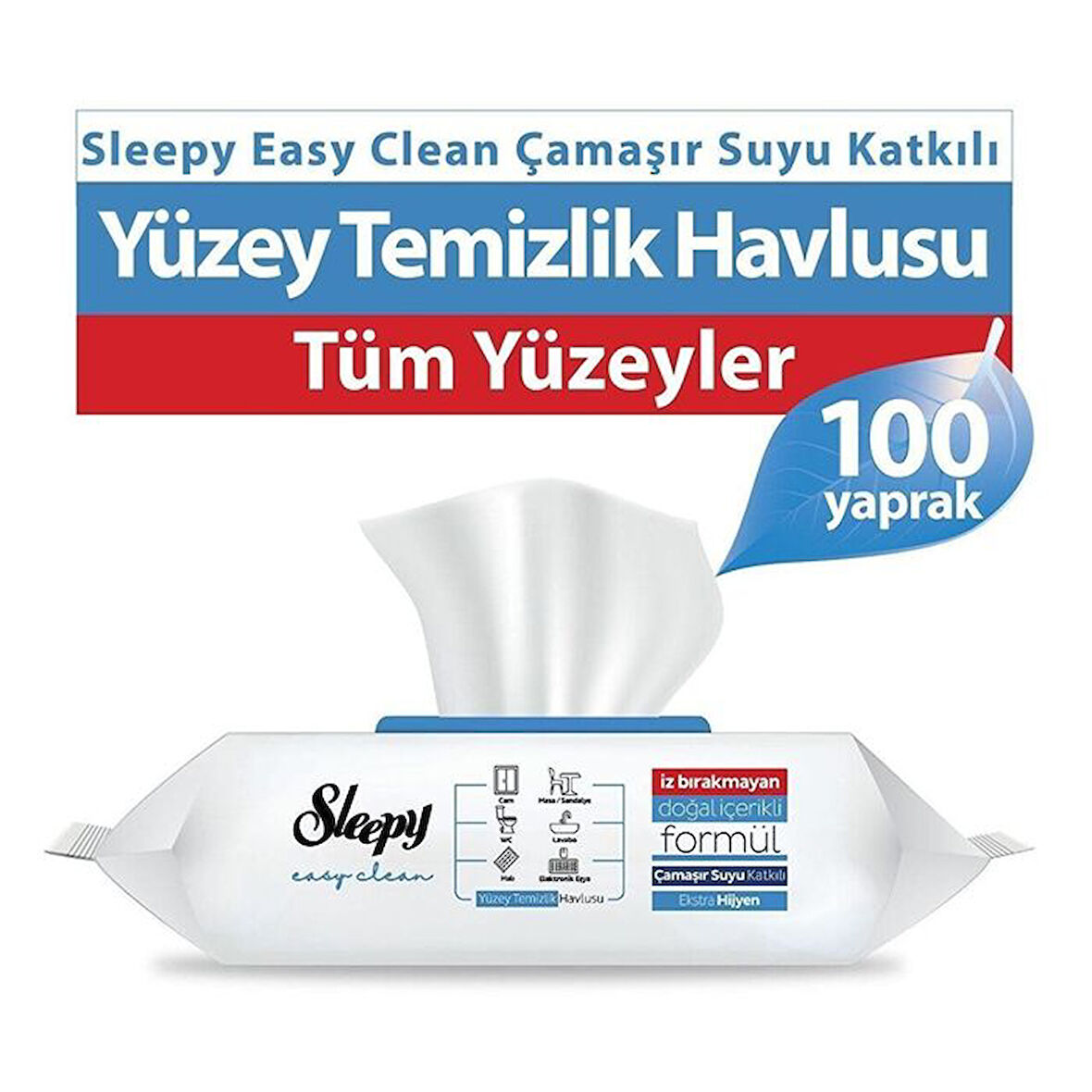 Sleepy Easy Clean Çamaşır Suyu Katkılı Yüzey Temizlik Havlusu 100'lü