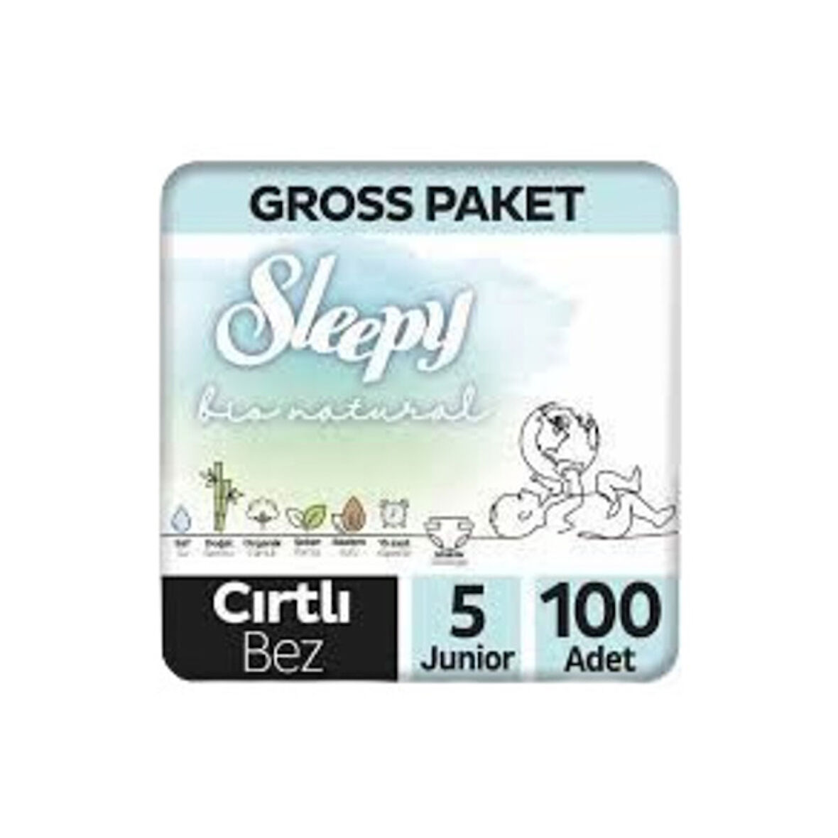 Sleepy Bebek Bezi Bio Natural Gross Paket 5 Numara 100 Adet