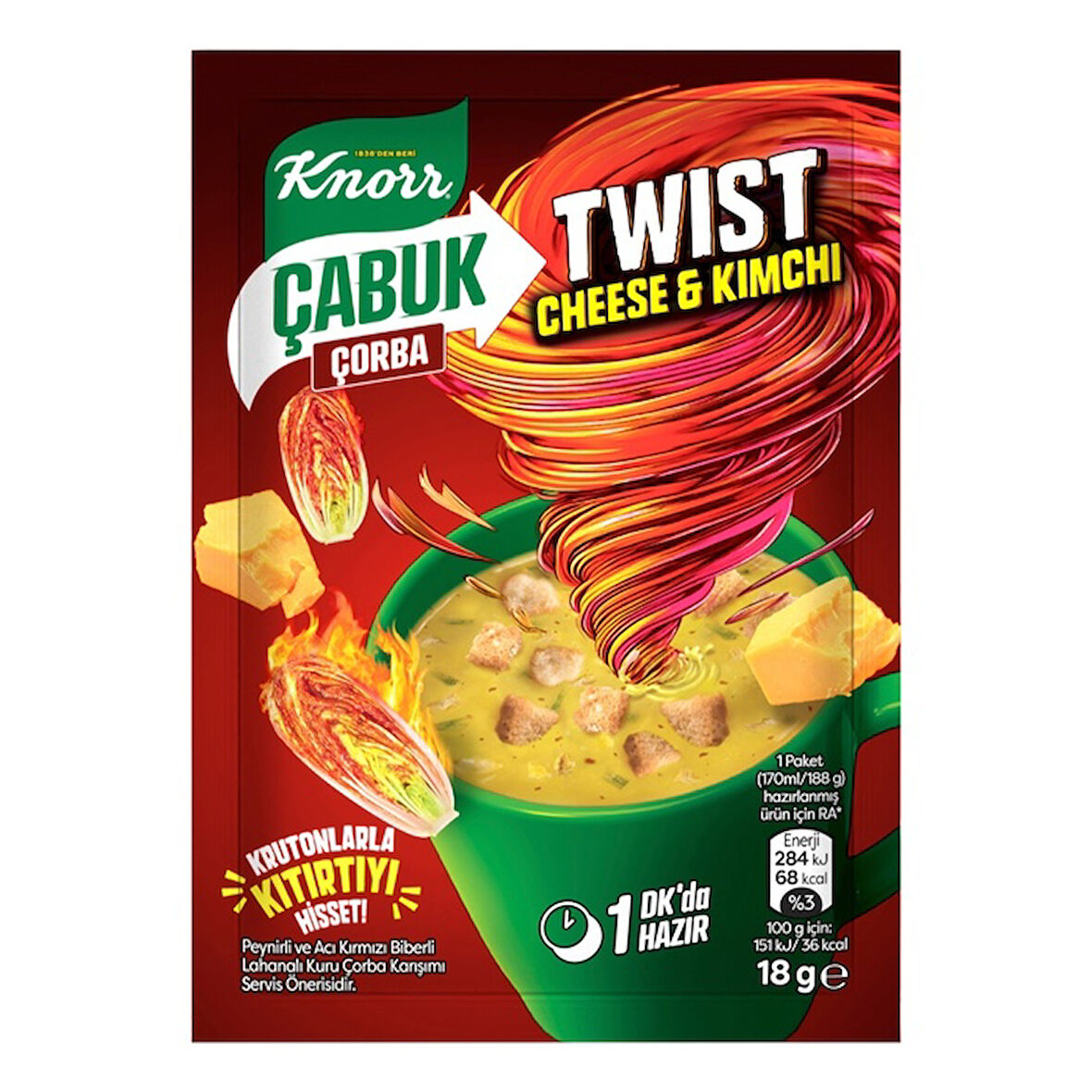 Knorr Çabuk Çorba Twist Cheese Kimchi 18 Gr