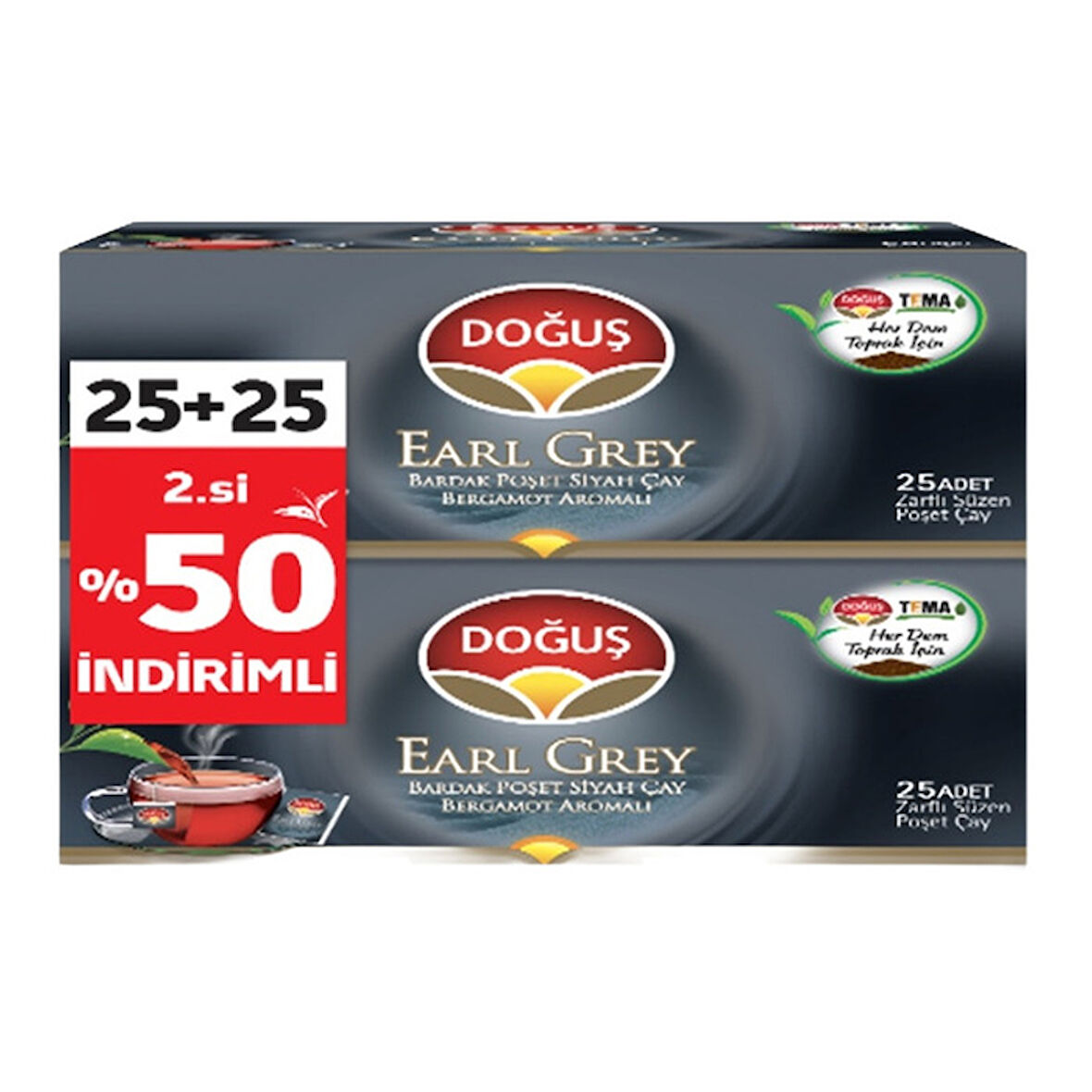 Doğuş Çay Earl Grey Bardak Poşet Siyah 25+25'li