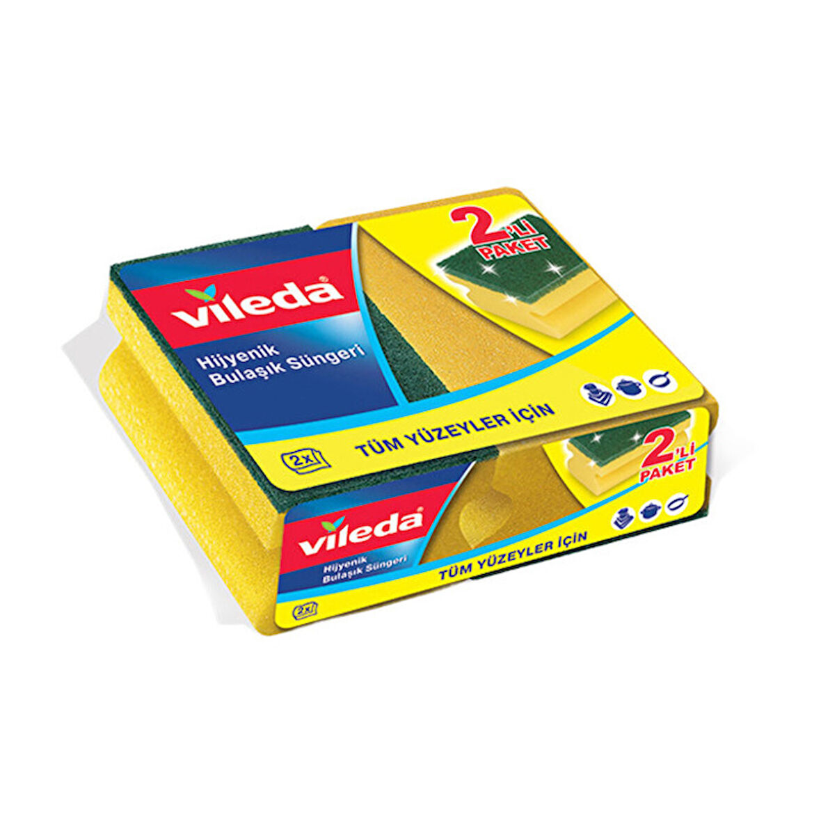 Vileda Sünger Yeşil Oluklu Hijyenik Bulaşık 2'li