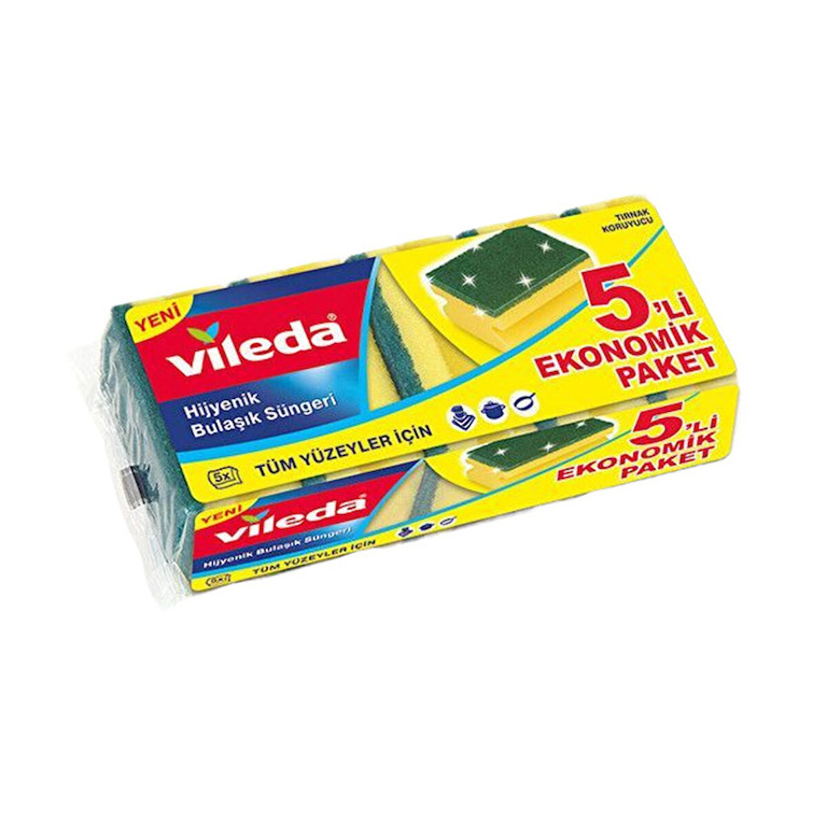 Vileda Klasik Yeşil Sünger Oluklu 5'li