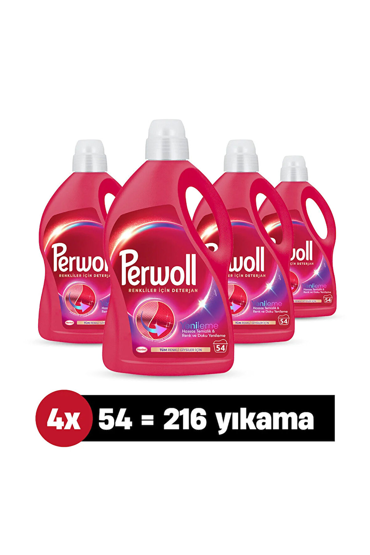 Perwoll Renkliler Yenileme & Hassas Sıvı Çamaşır Deterjanı 2.97L 4'lü set (Toplam 216 Yıkama)