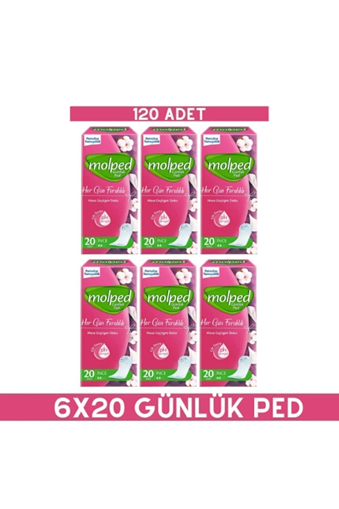 Molped Her Gün Ferahlık 20’li Günlük Ped X6 Adet