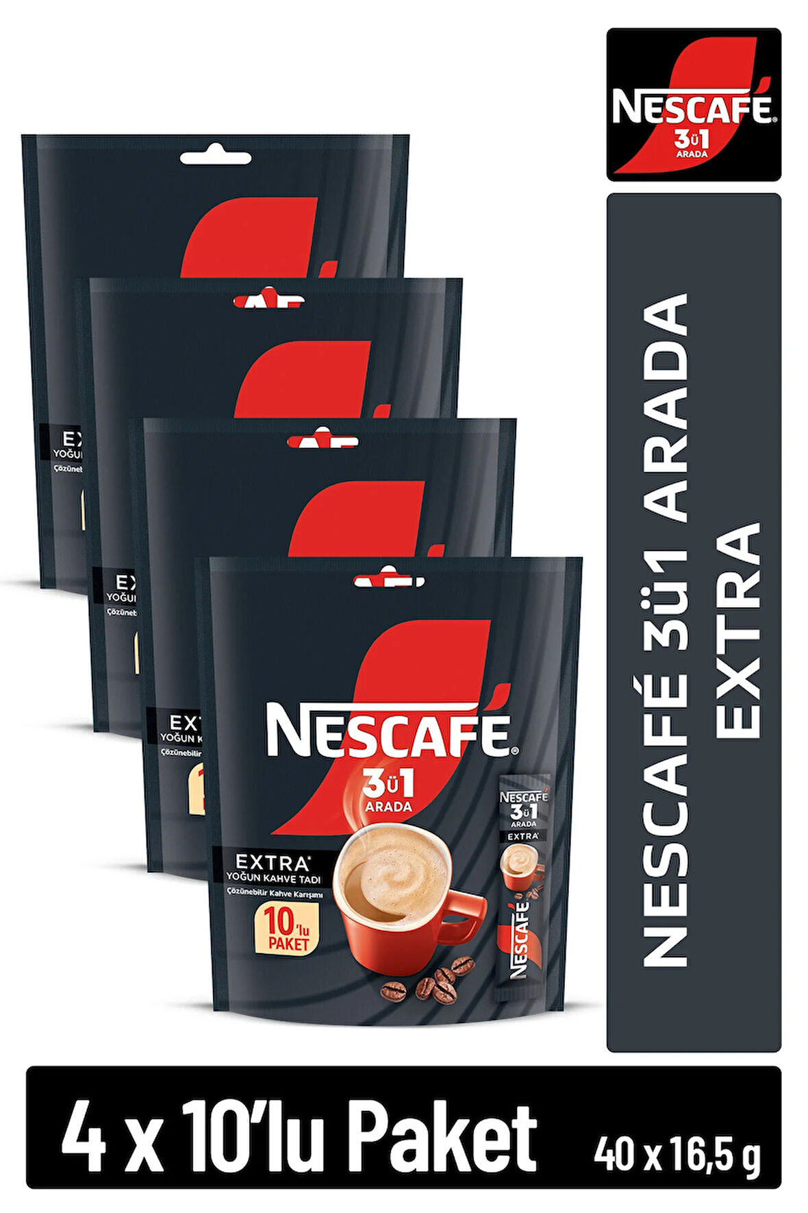 Nescafe 3ü1 Arada Extra Çözünebilir Kahve 16,5g 10'lu Paket 10X4